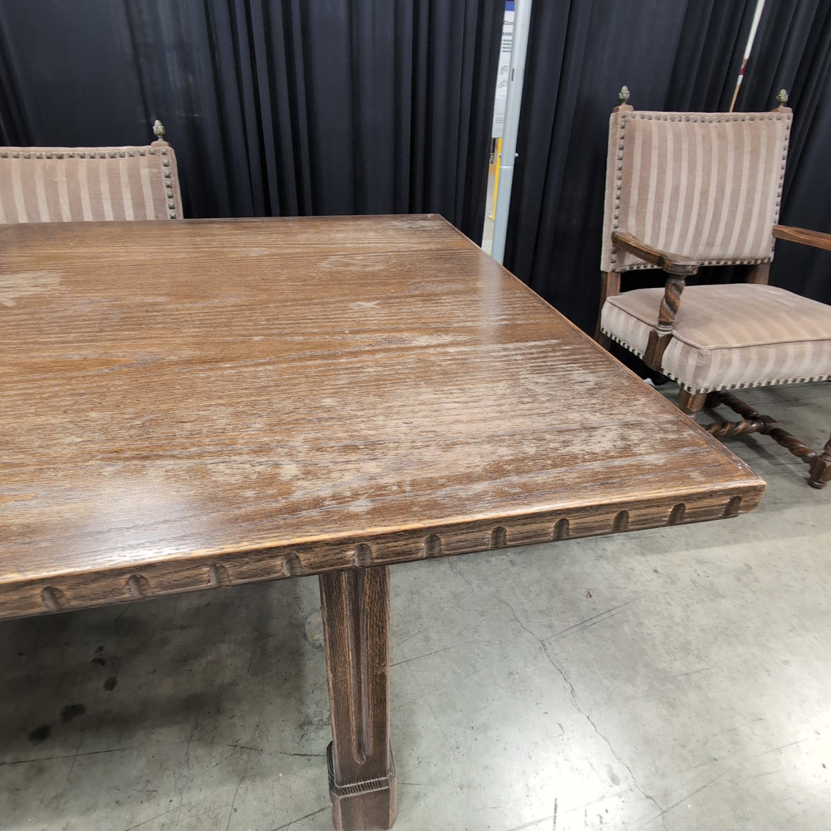 Traditional Dark Wood Dining Table with Carved Legs
