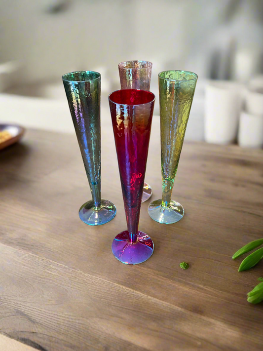 Tommy Bahama Luster Champagne Glasses — Set of 4