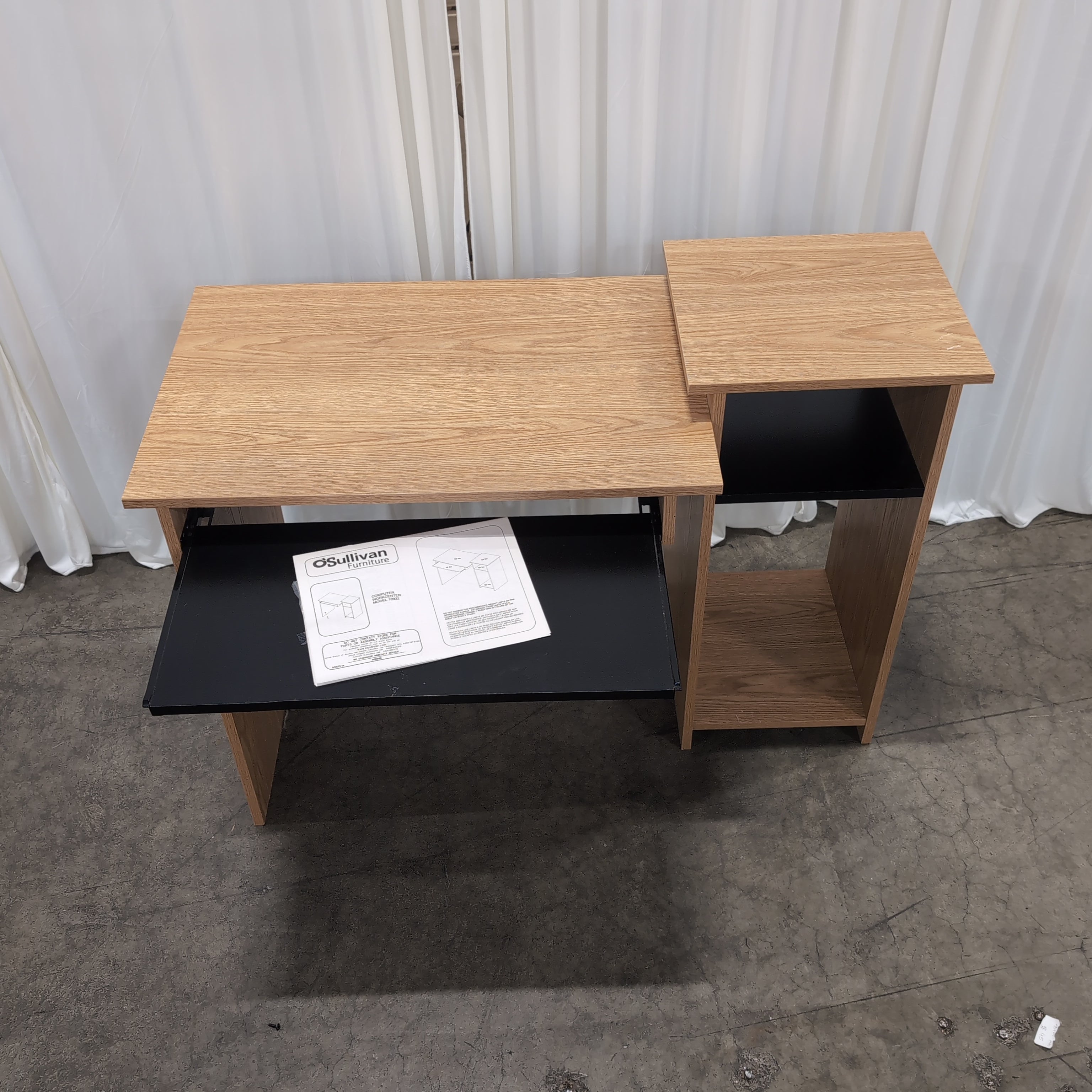 Light Wood L-Shaped Desk with Storage Shelves