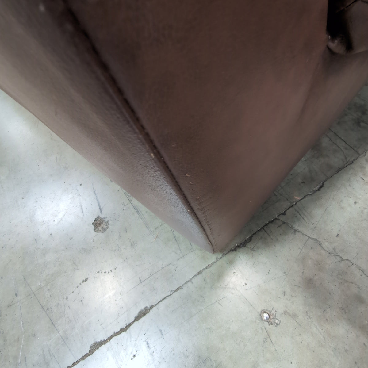 Evitat Plush Three-Seat Couch in Brown Leather