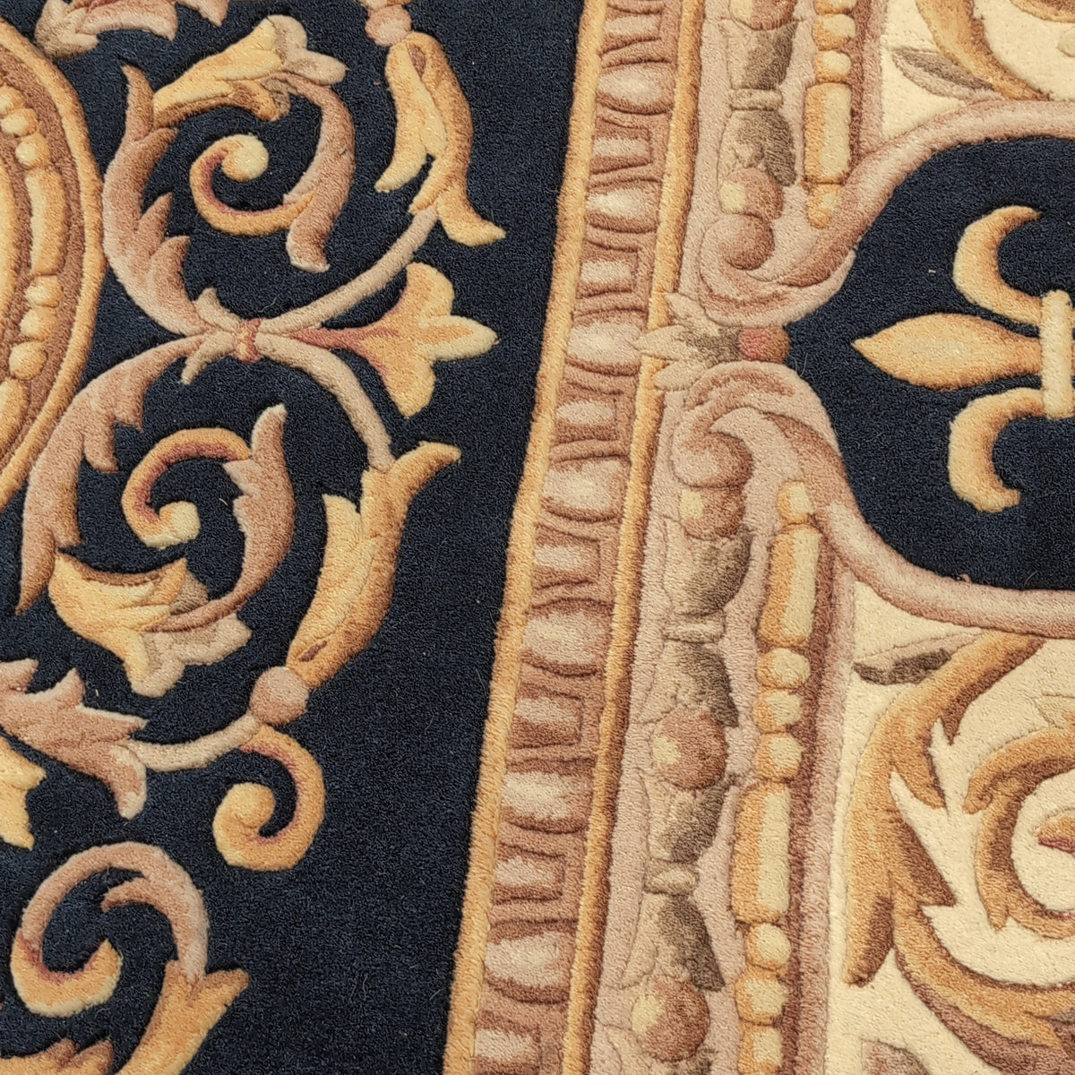 Navy Blue and Gold Ornate Pattern Area Rug
