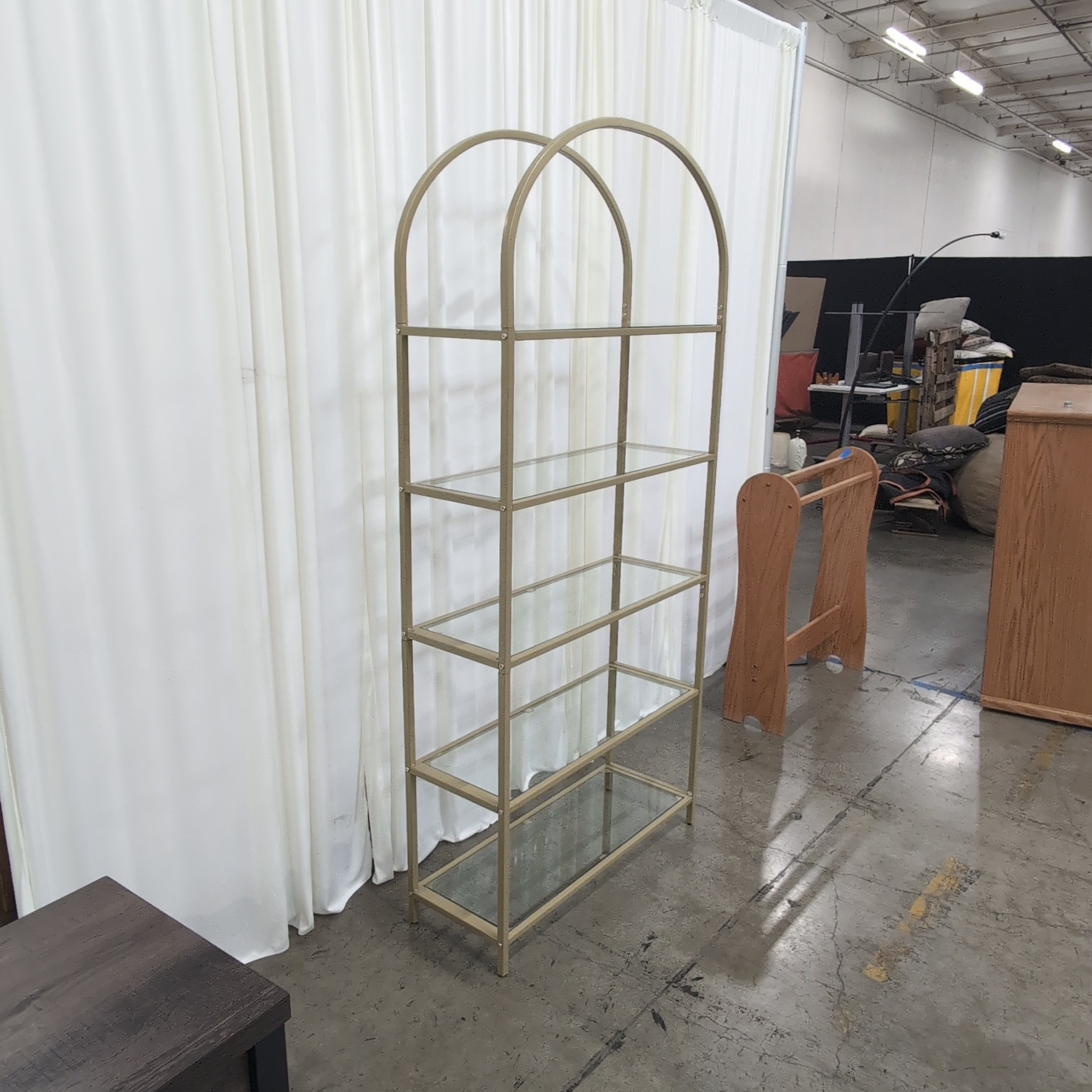 Gold Metal Arched Display Bookcase