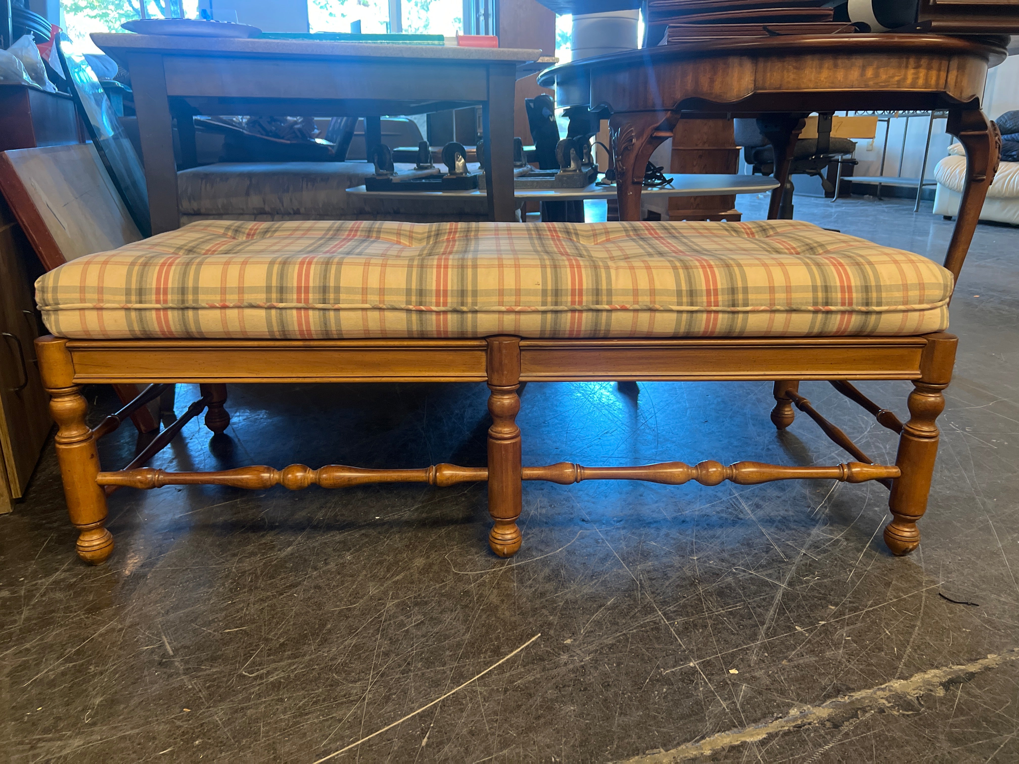 Charming Plaid Upholstered Bench
