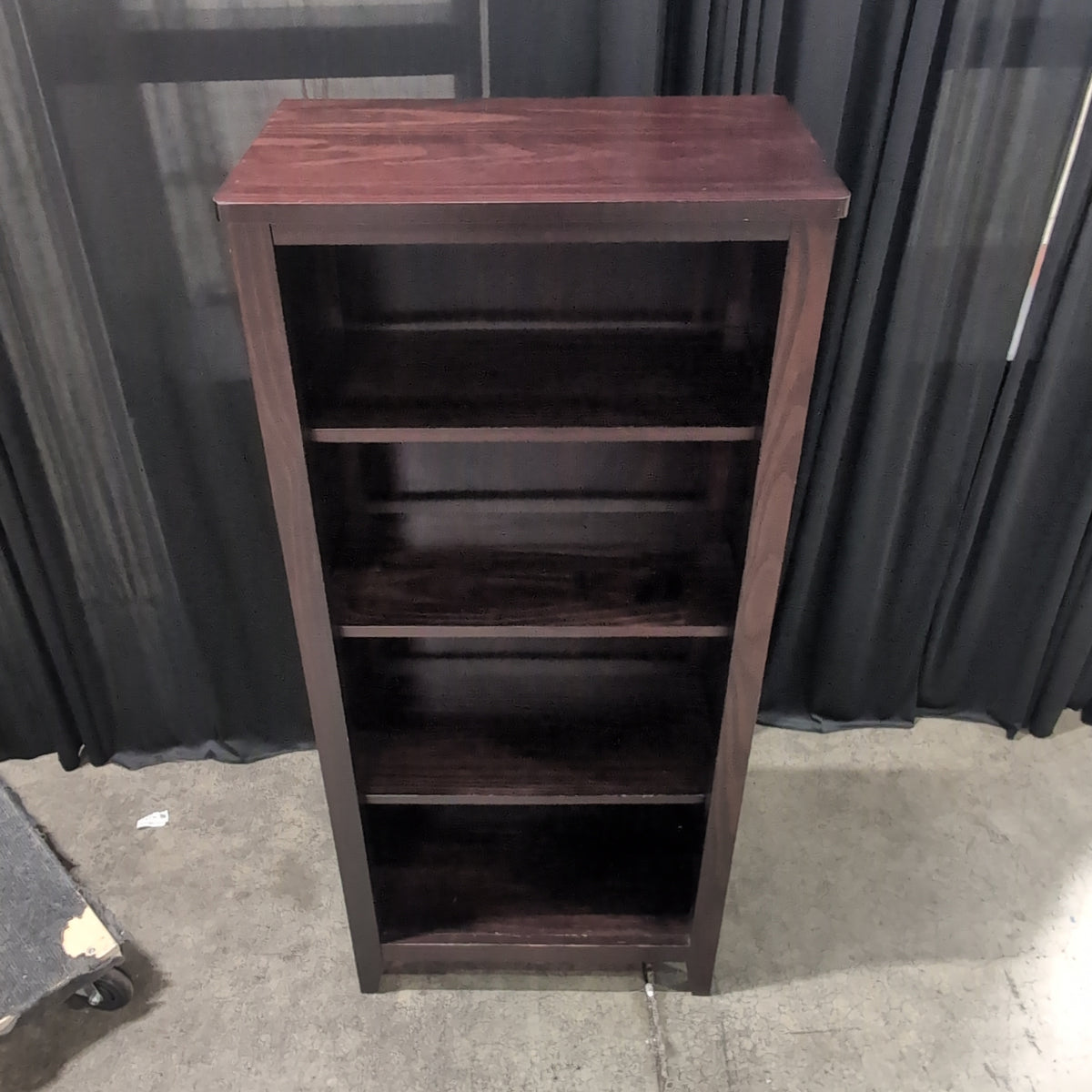Dark Wood Five-Shelf Bookcase with Adjustable Shelves