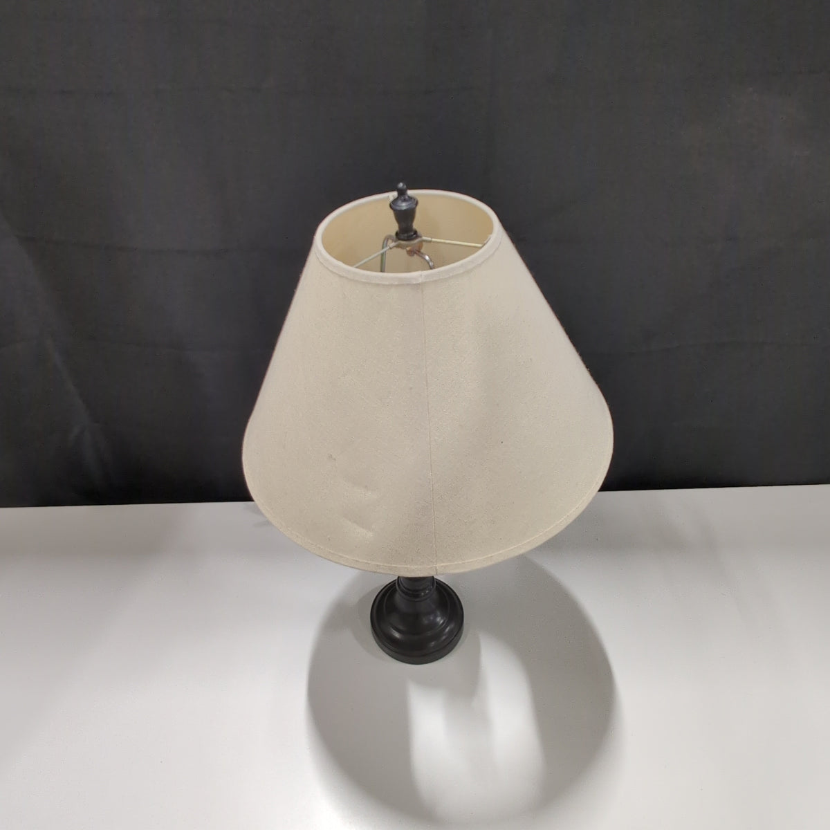 Traditional Dark Bronze Table Lamp with Tan Shade