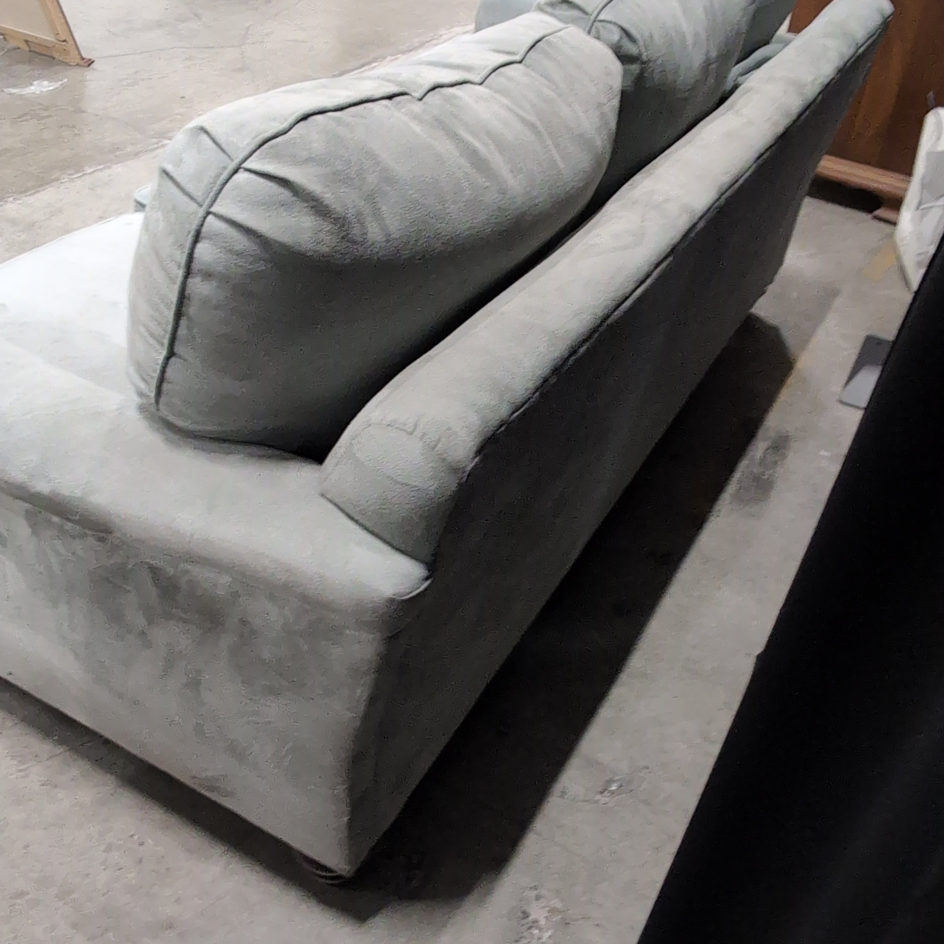Soft Grey Microfiber Couch with Rolled Arms