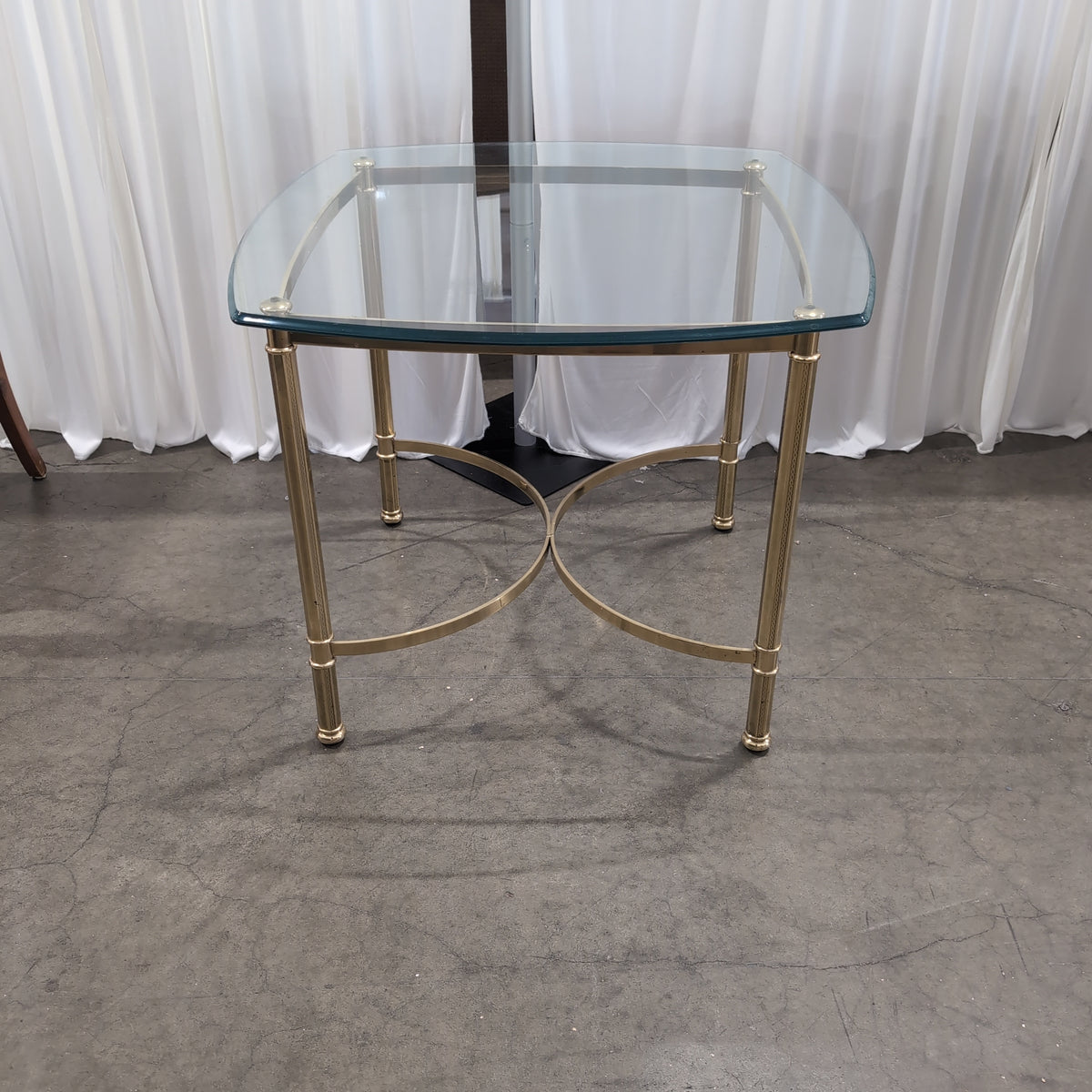 Square Brass Finish End Table with Glass Top