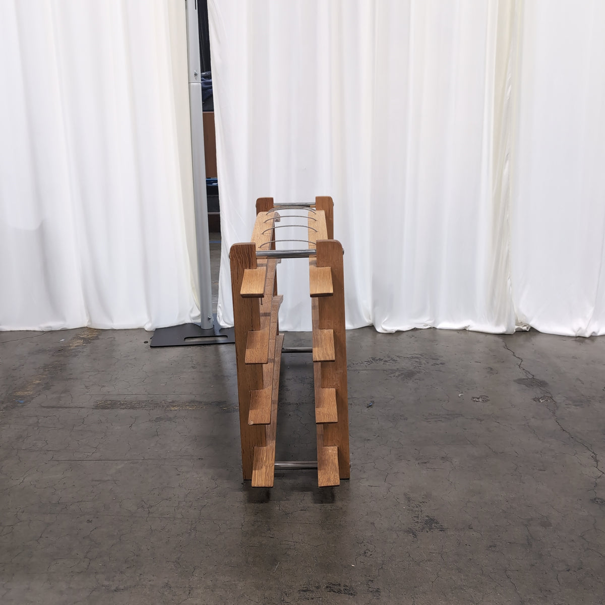 Natural Wood Multi-Tier Wine Rack with Metal Wires