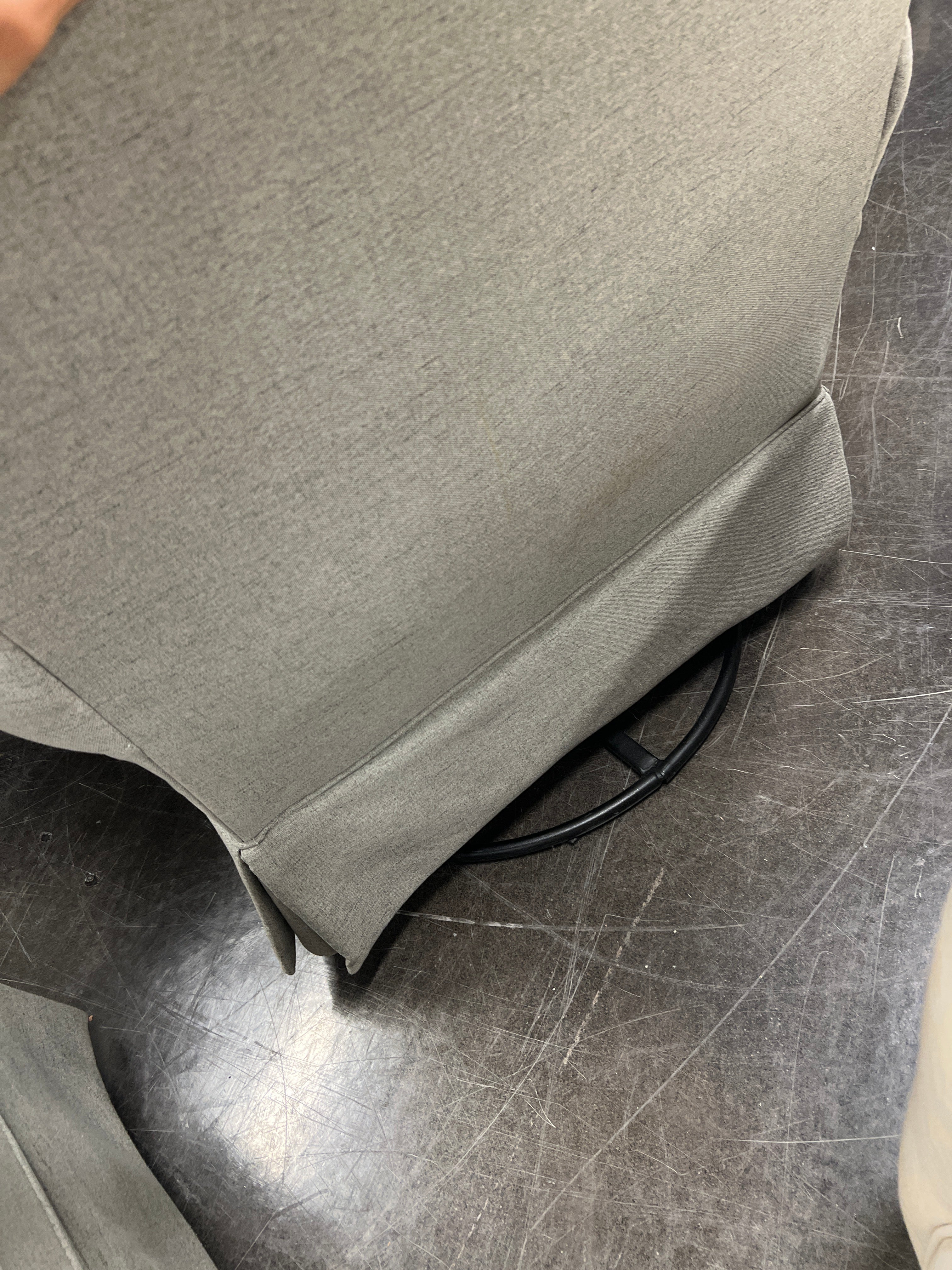 Relaxing Grey Fabric Swivel Chair and Ottoman Set