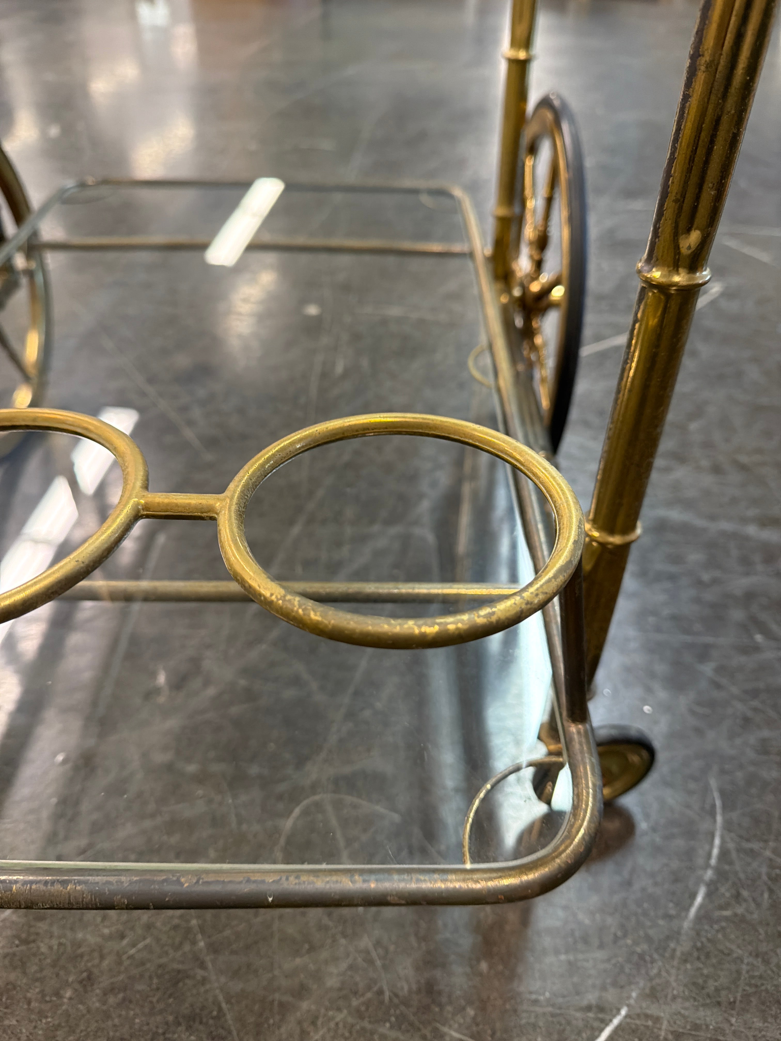 Vintage brass bamboo bar cart / trolley, 1960s