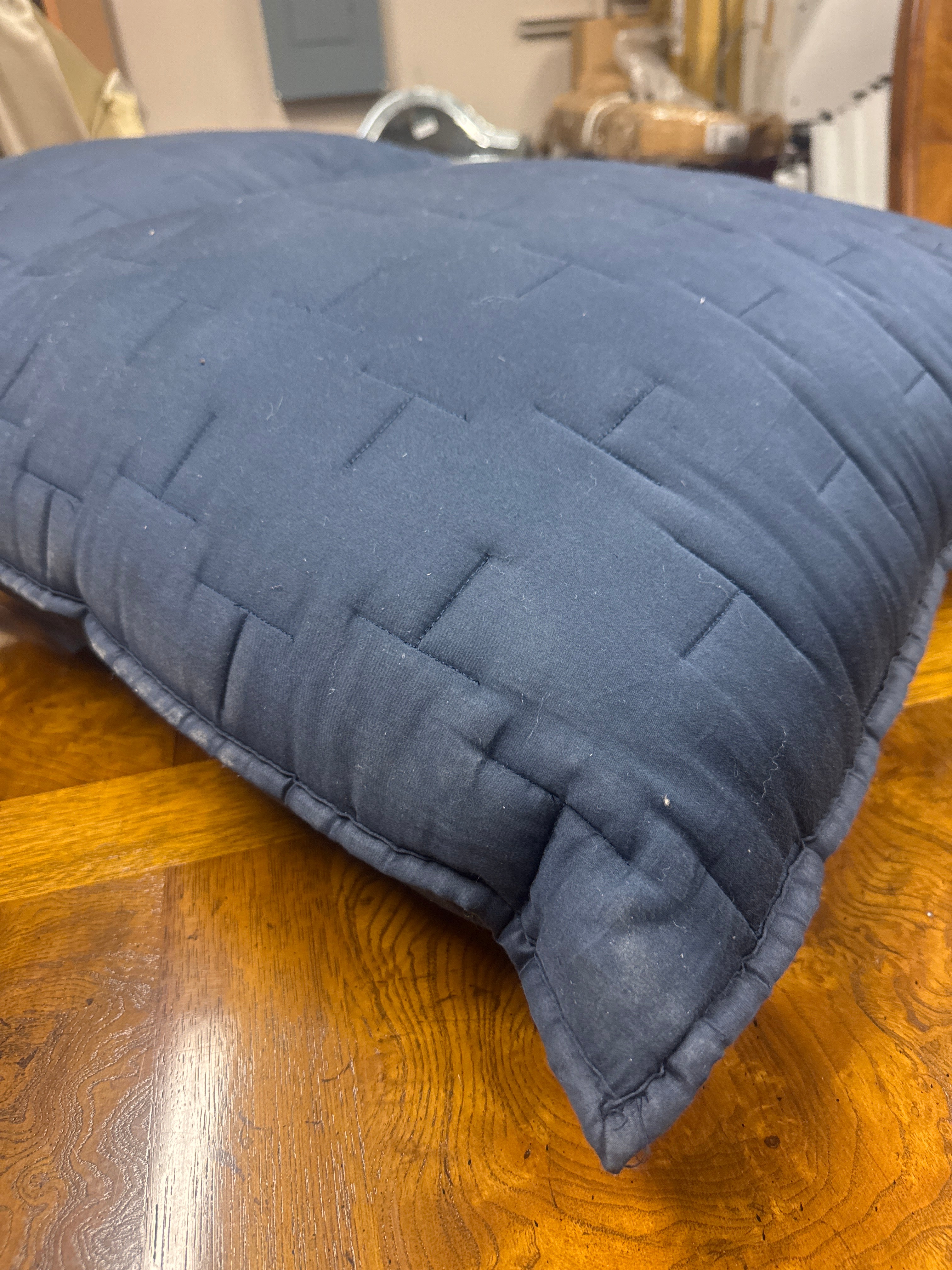 Navy Blue Quilted Throw Pillow