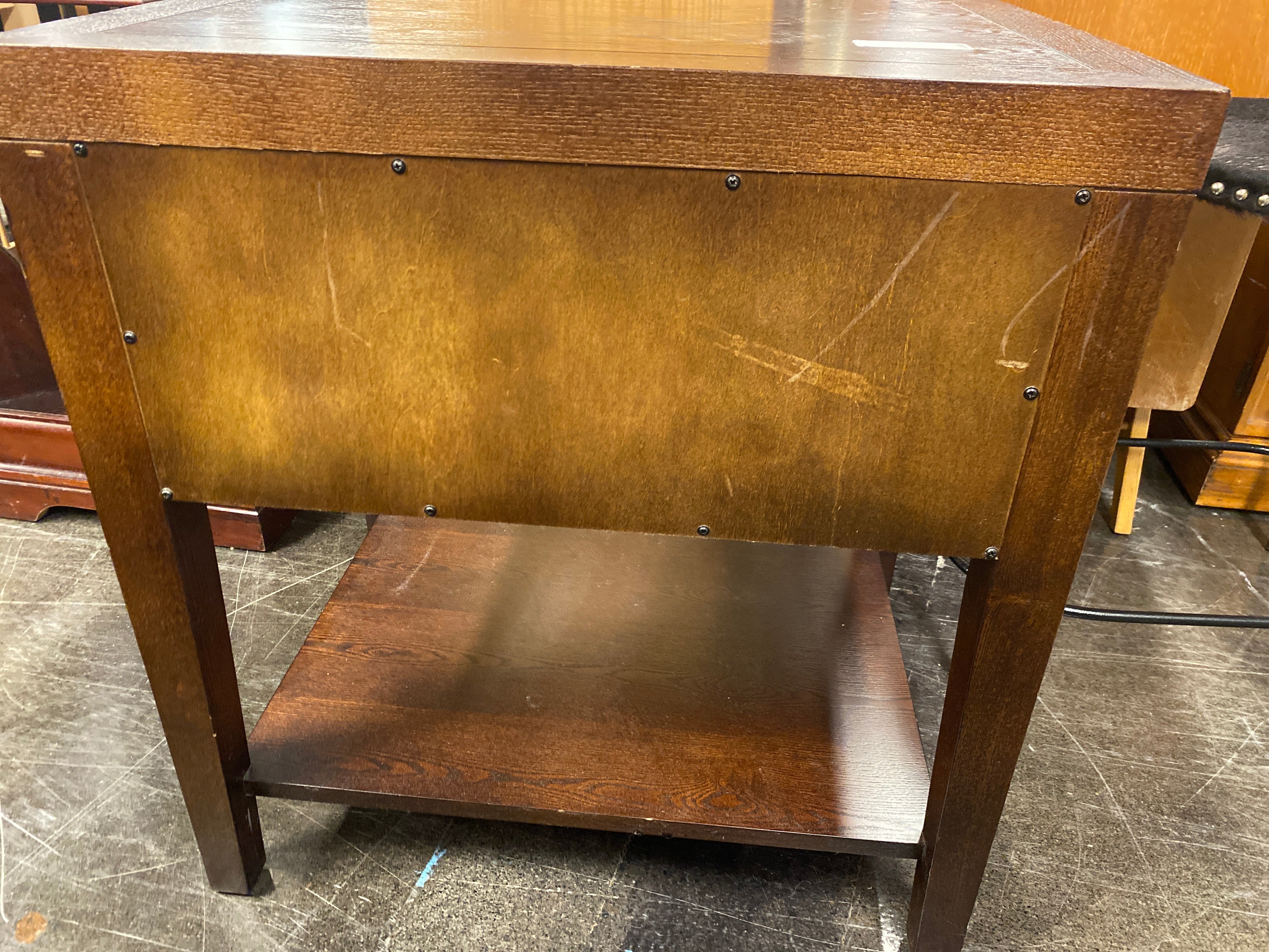 Dark Brown Hardwood Nightstand with Single Drawer