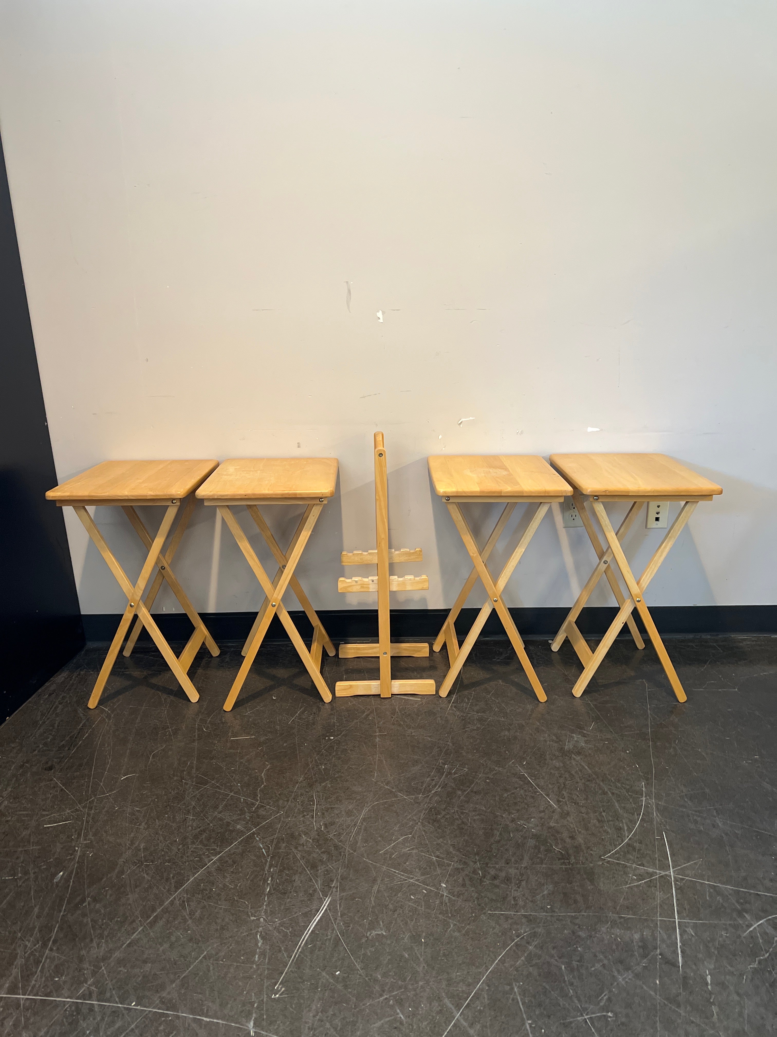 Rustic Hardwood Folding Table Set