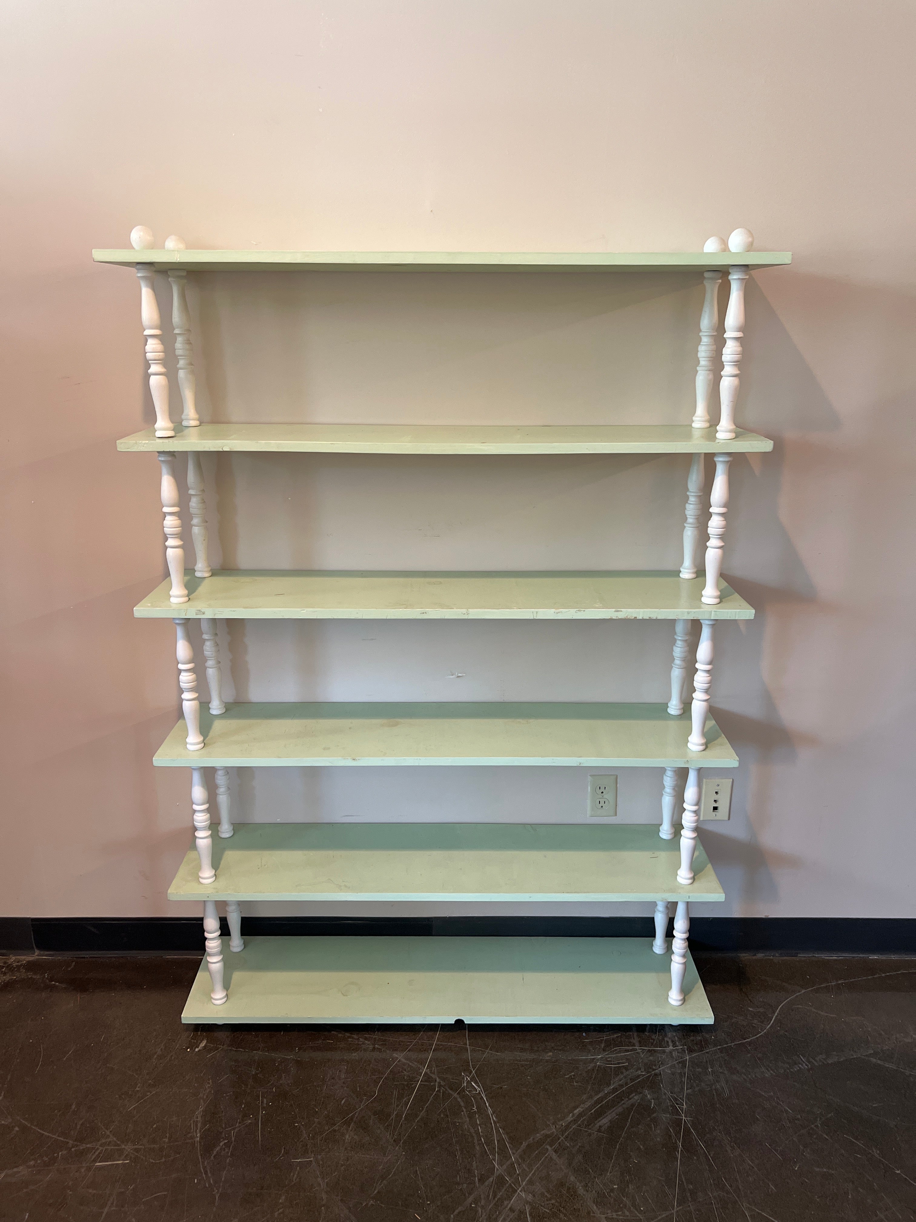 Pastel Green Spindle Shelf Unit