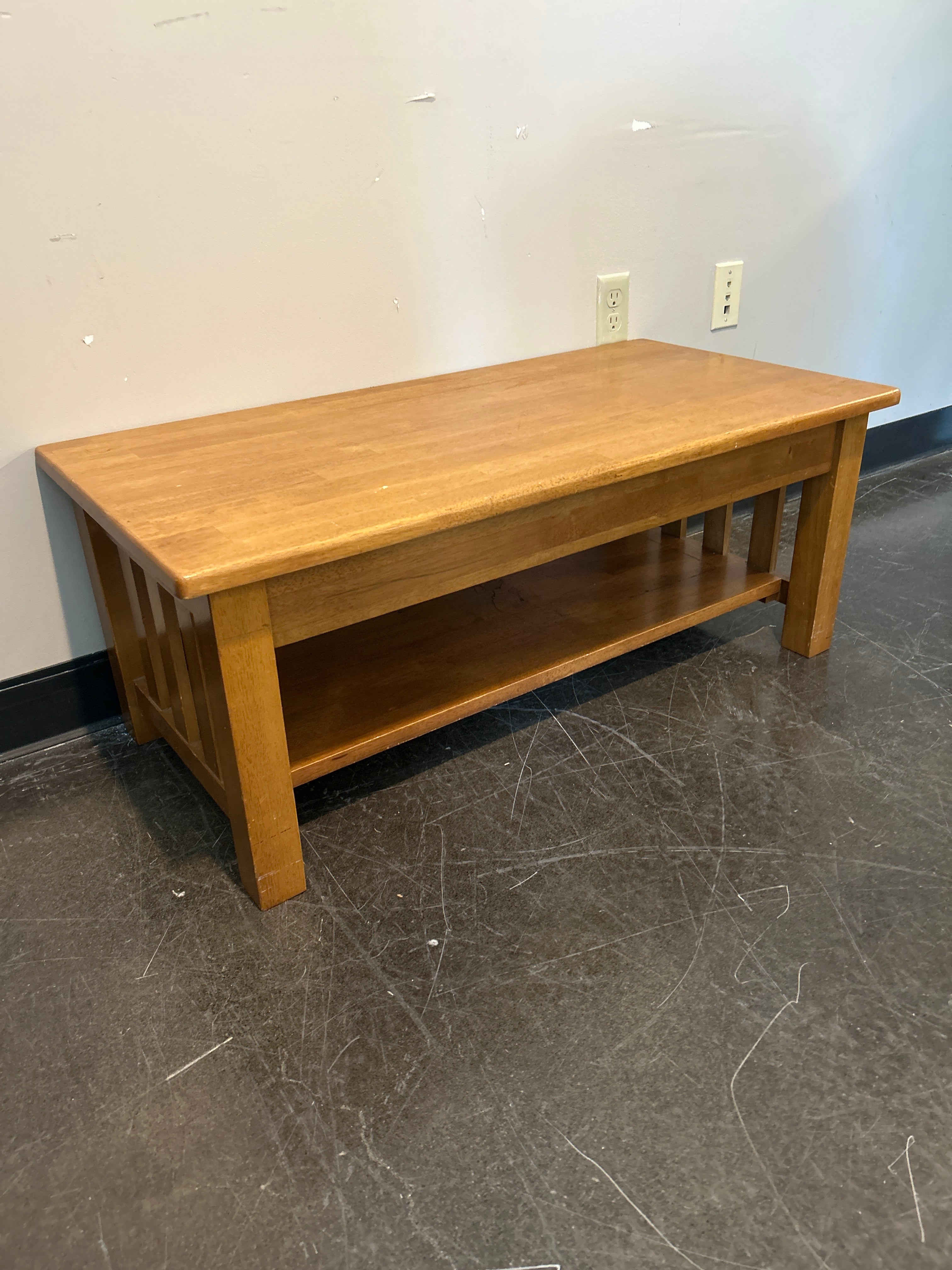 Solid Wood Coffee Table with Shelf