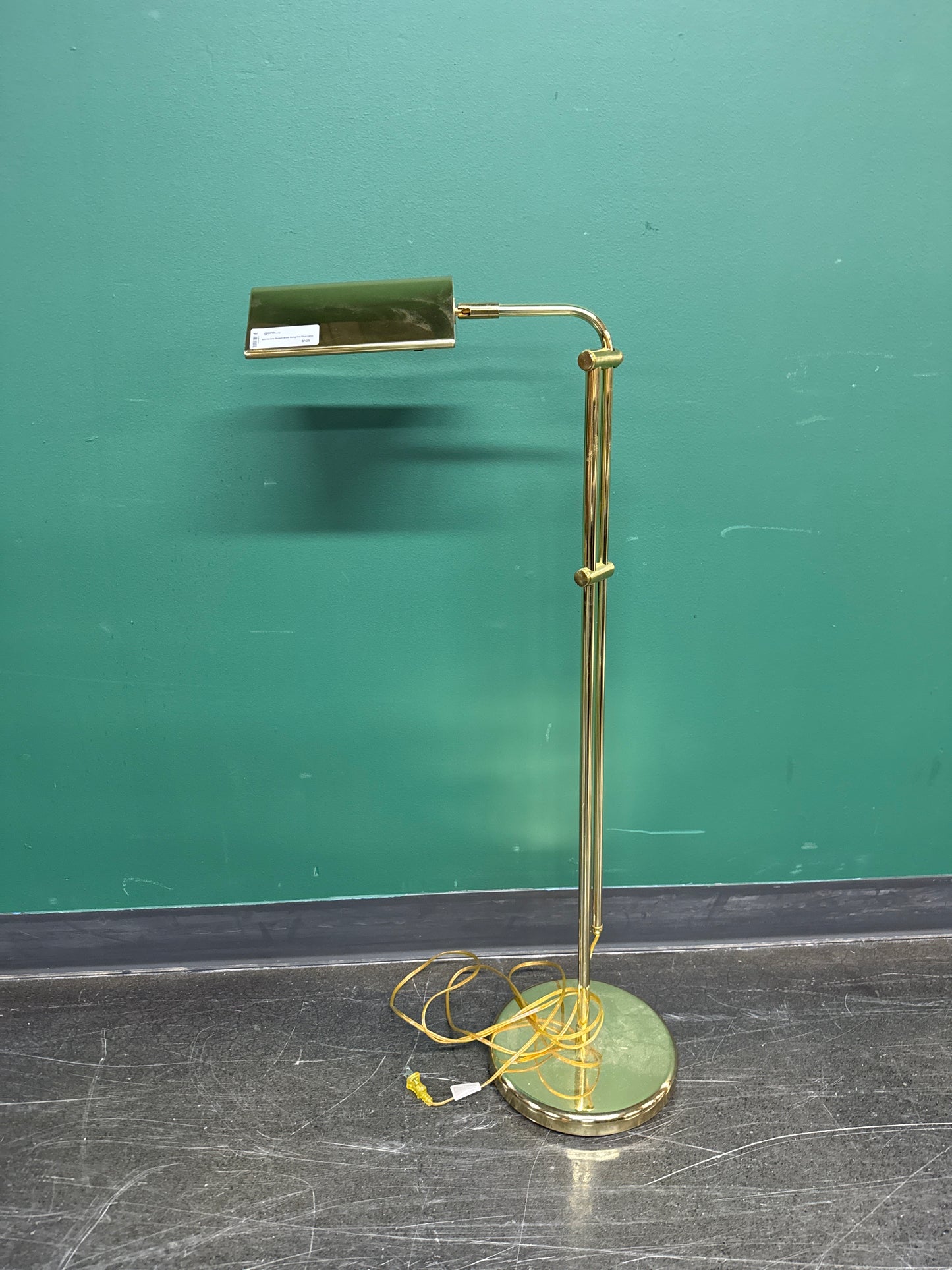 Mid-Century Modern Brass Swing Arm Floor Lamp