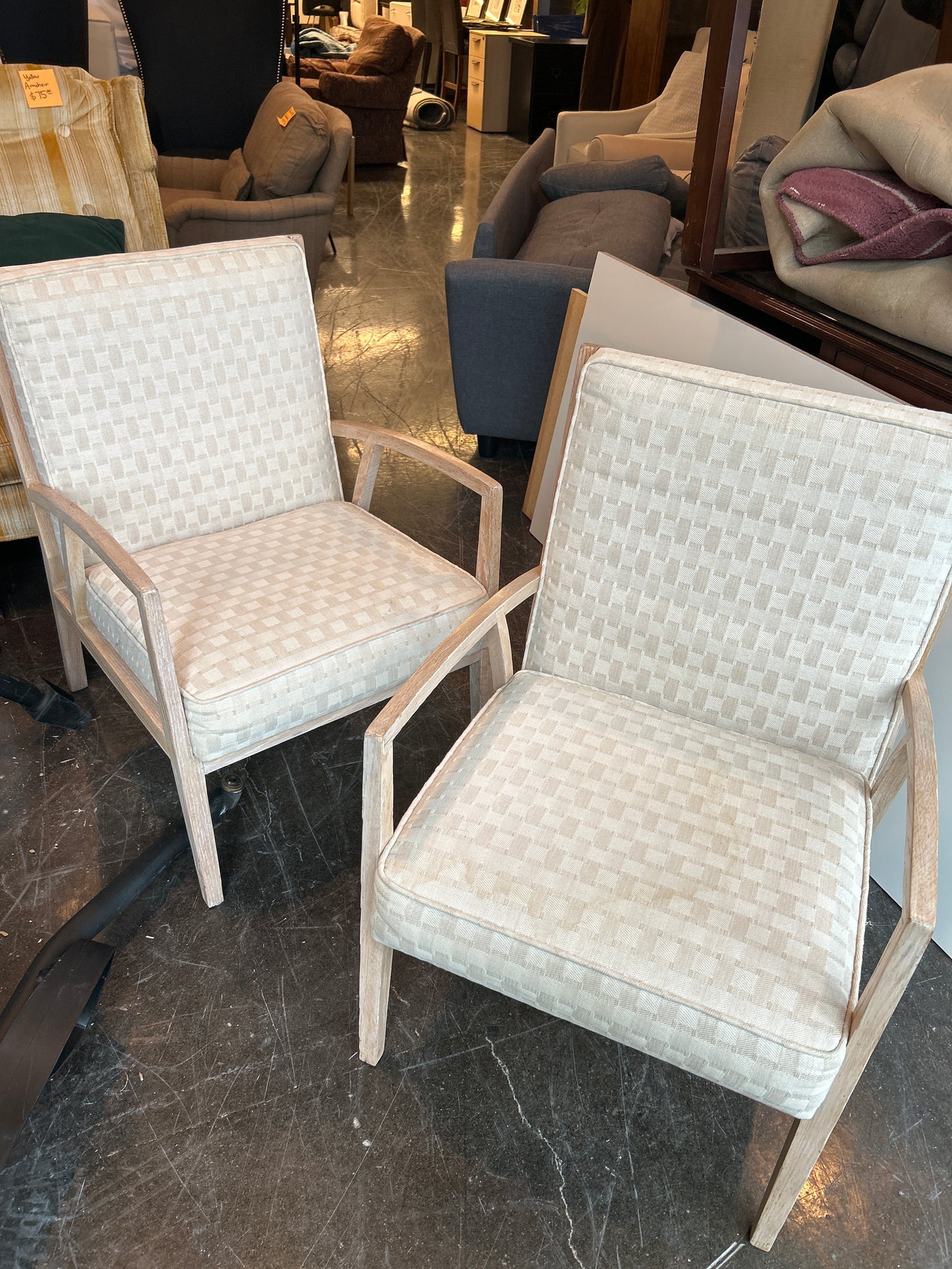 White Cushion w/ Wood Frame Chair