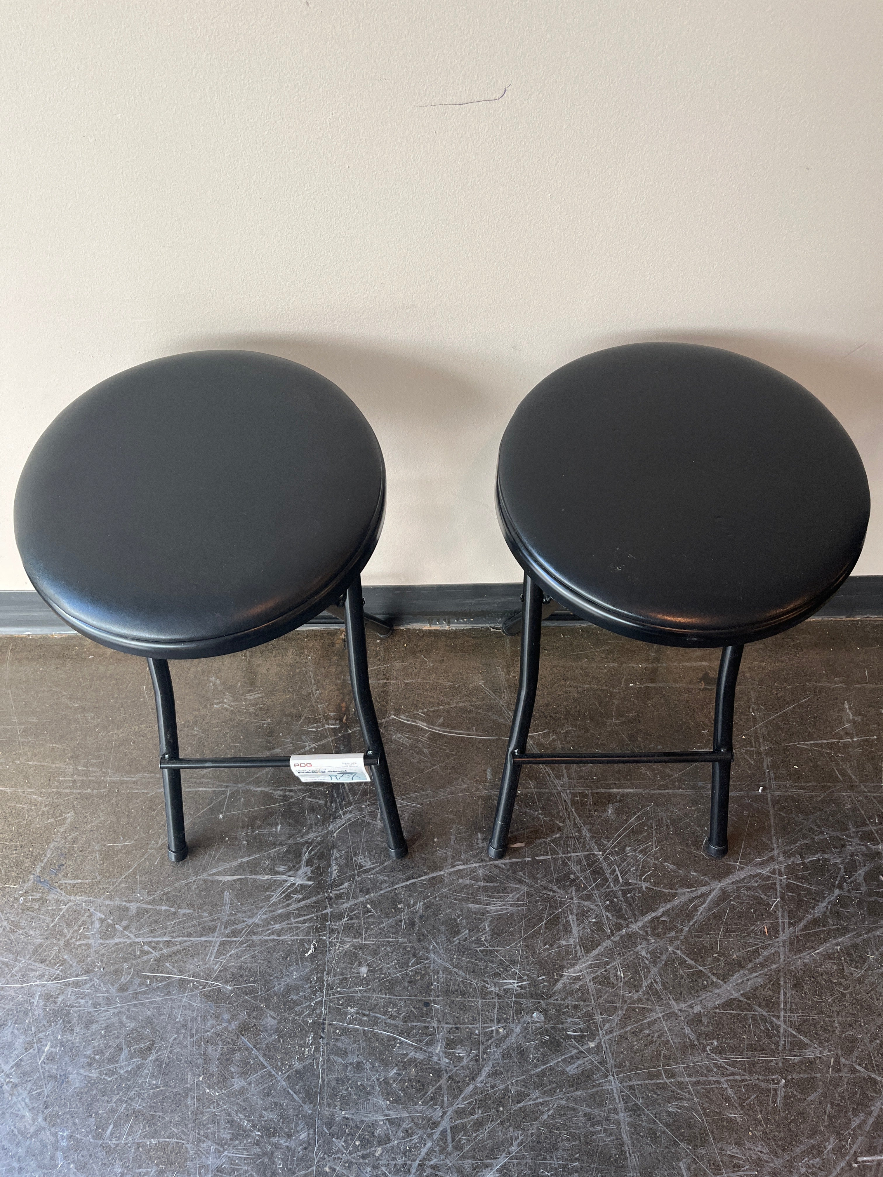 Pair Of Vinyl Padded Folding Stools