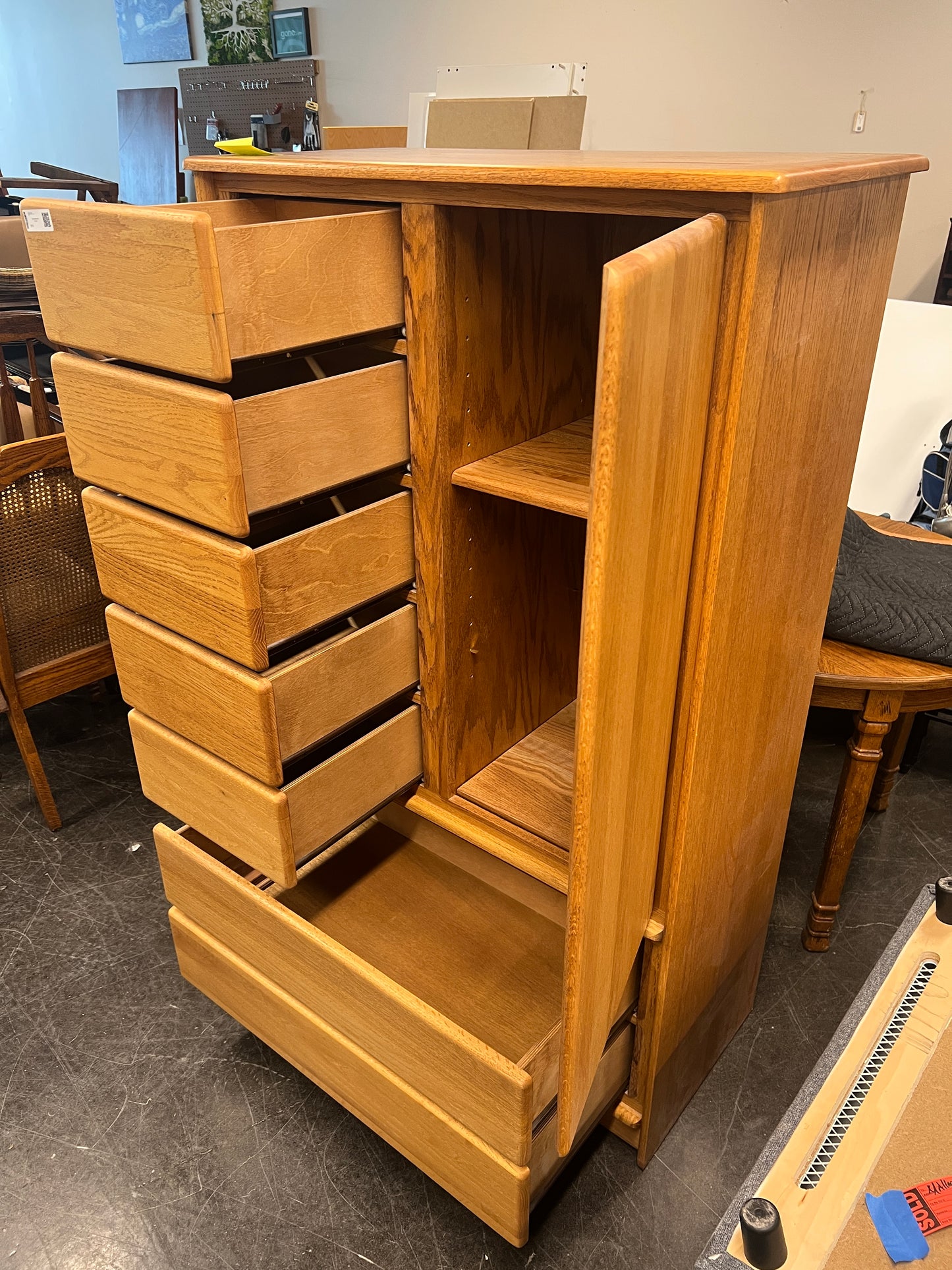 Oak Armoire with 7 Drawers