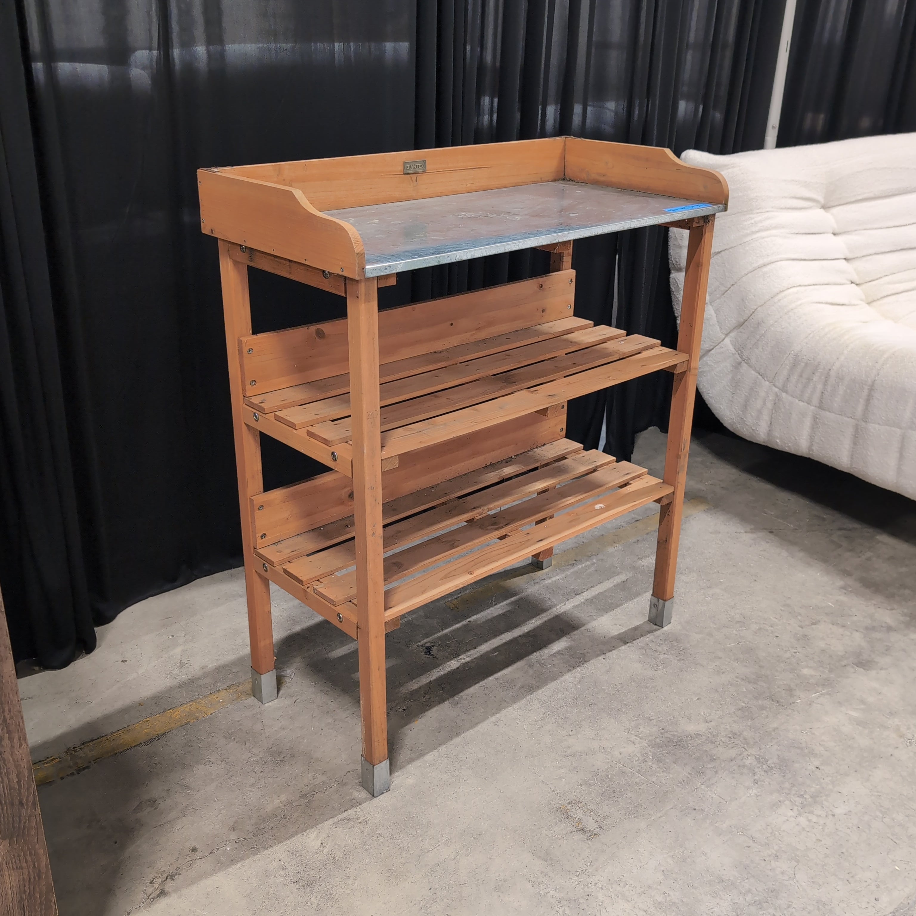 GRANTEX Wood Potting Bench with Galvanized Top