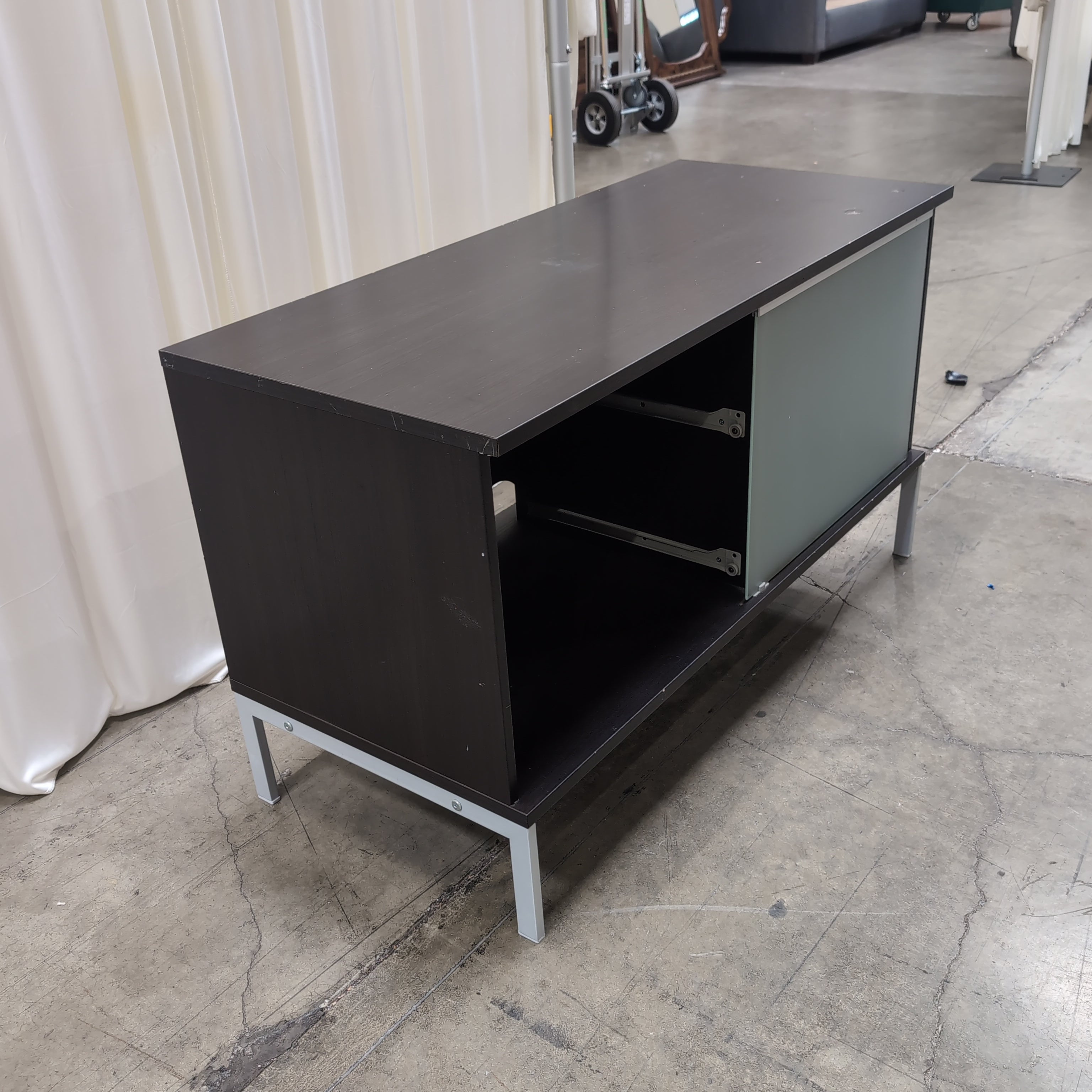 Espresso Finish Modern TV Stand with Sliding Door
