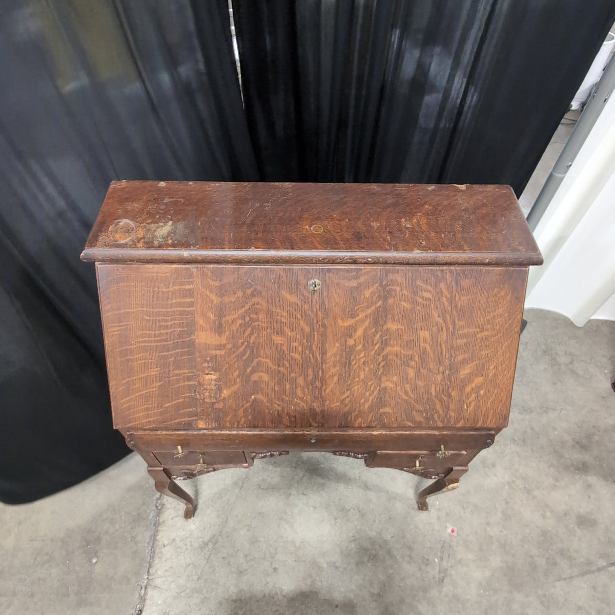Antique Dark Wood Secretary Desk with Drop Front