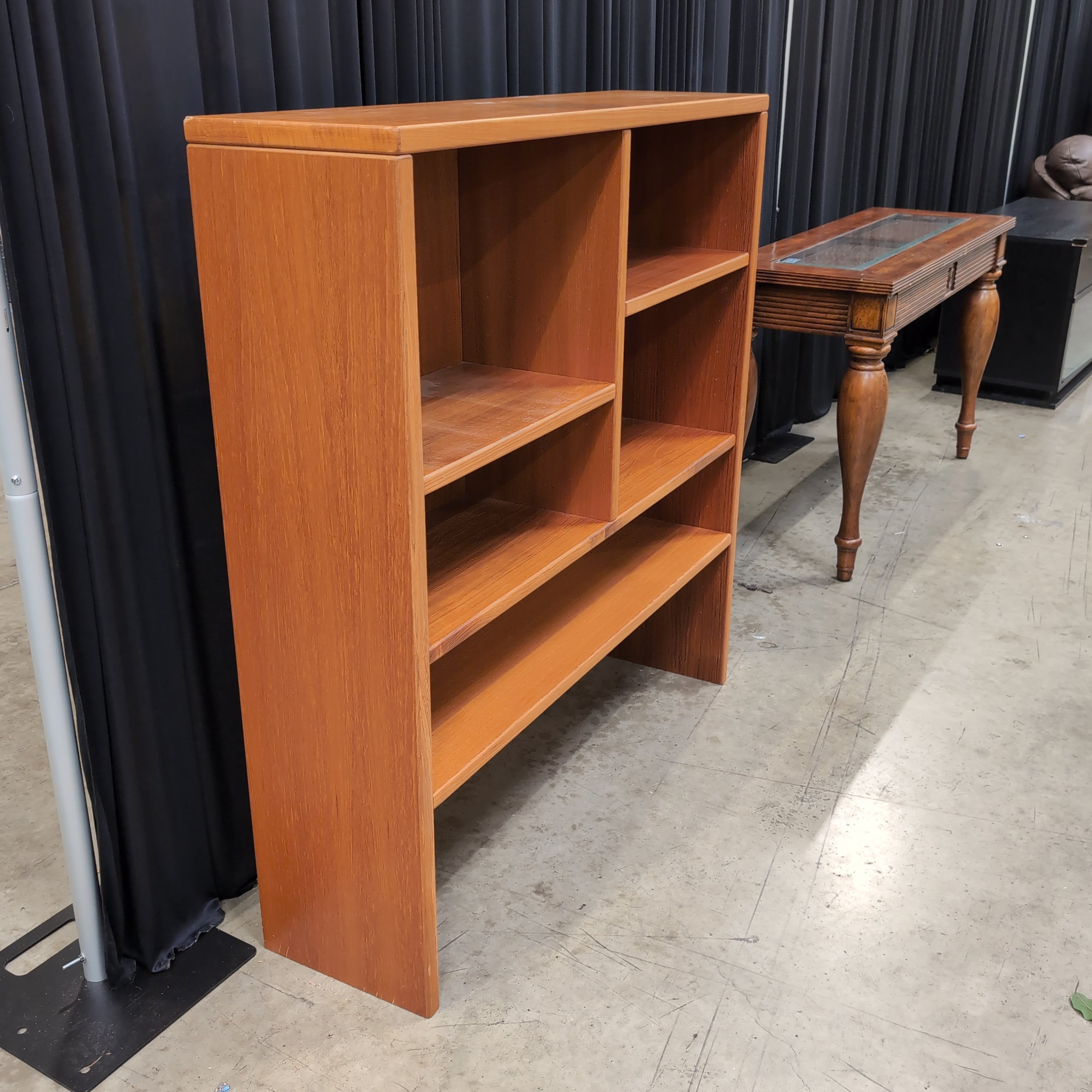 Mid-Century Style Multi-Shelf Bookcase in Teak Tone Wood