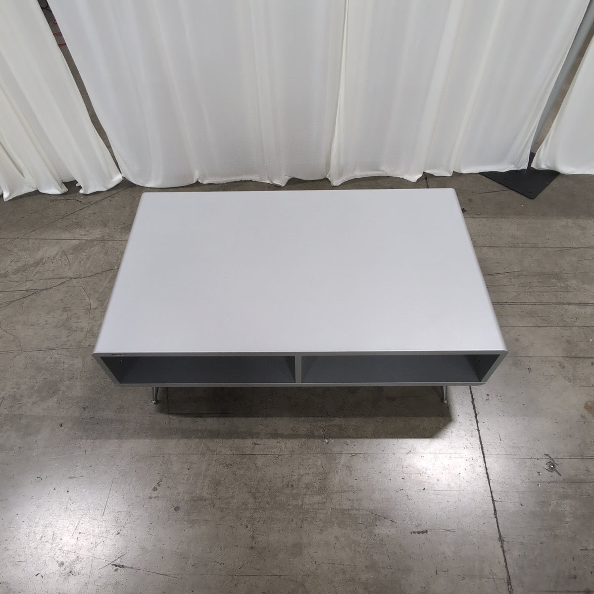 Light Gray Modern Coffee Table with Open Storage