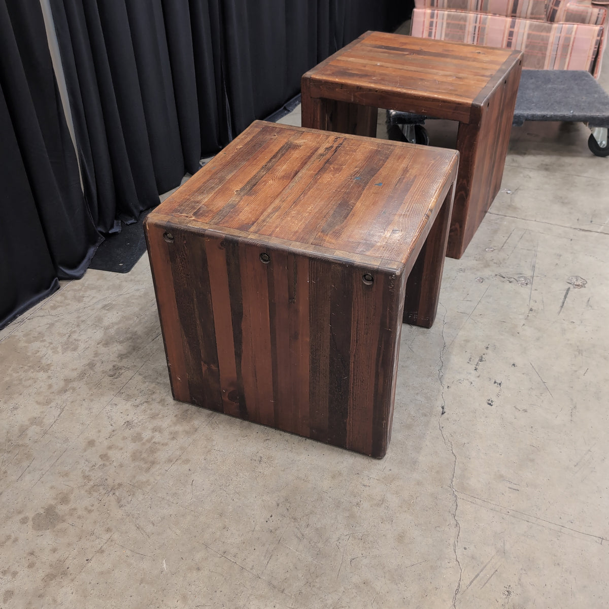 Rustic Stained Wood End Table