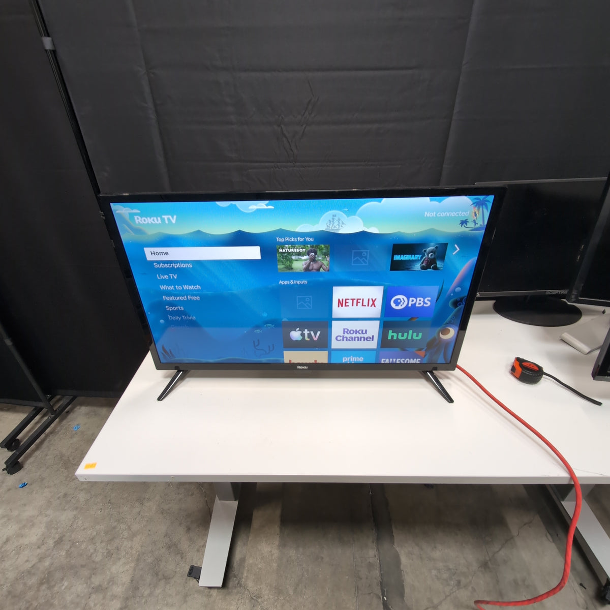 Black Roku Flat Panel TV with Stand