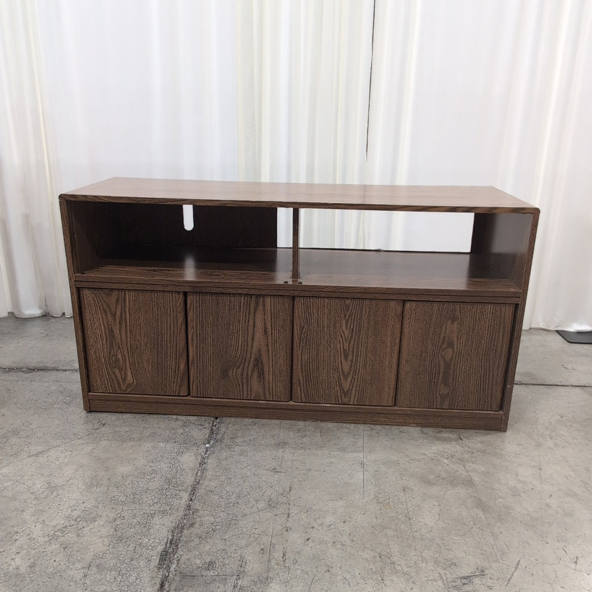Dark Brown Wood TV Stand with Cabinet Storage