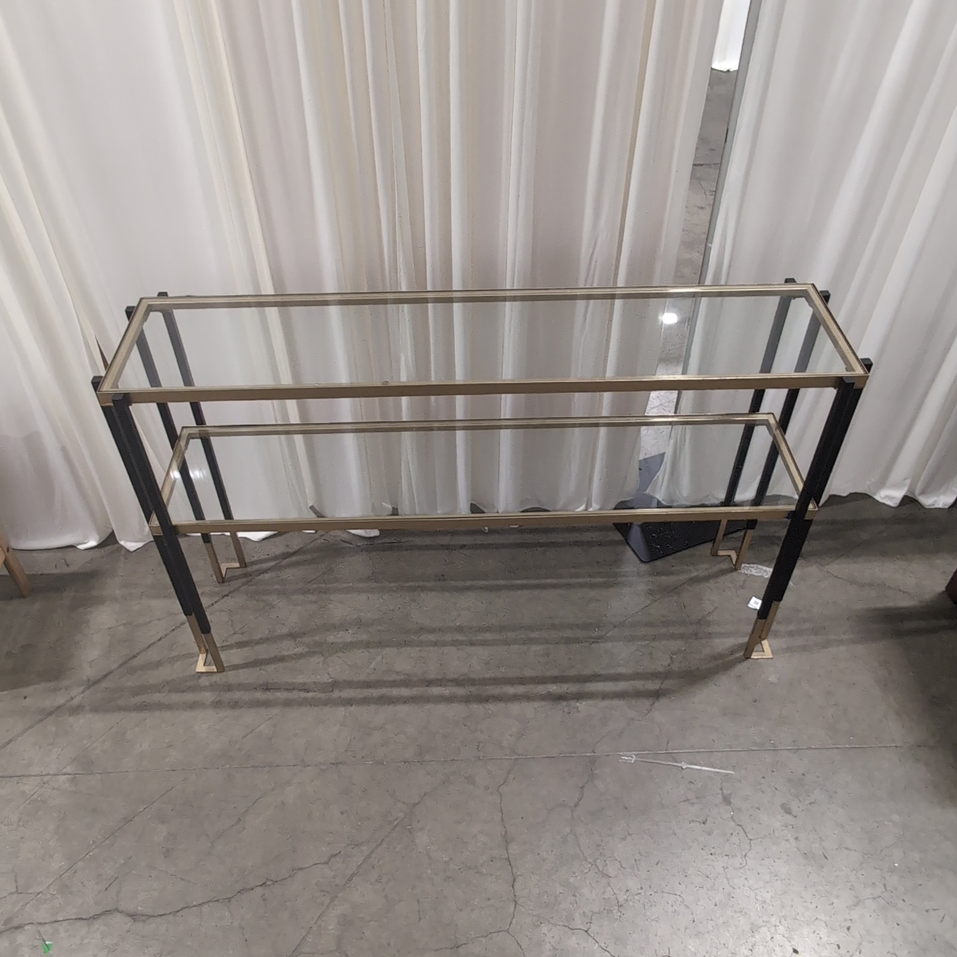 Modern Two-Tier Console Table in Black Metal