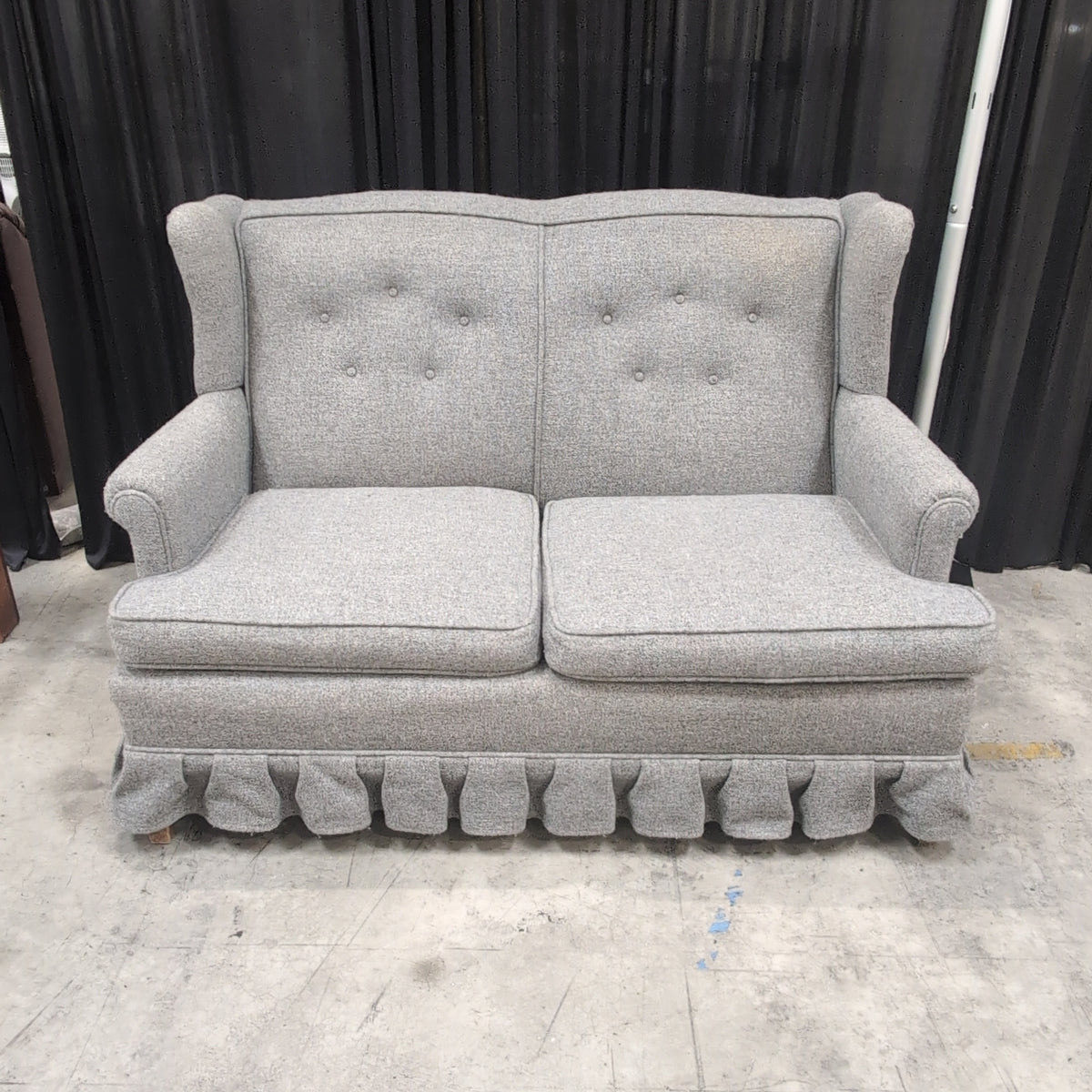 Grey Fabric Loveseat with Button Tufting