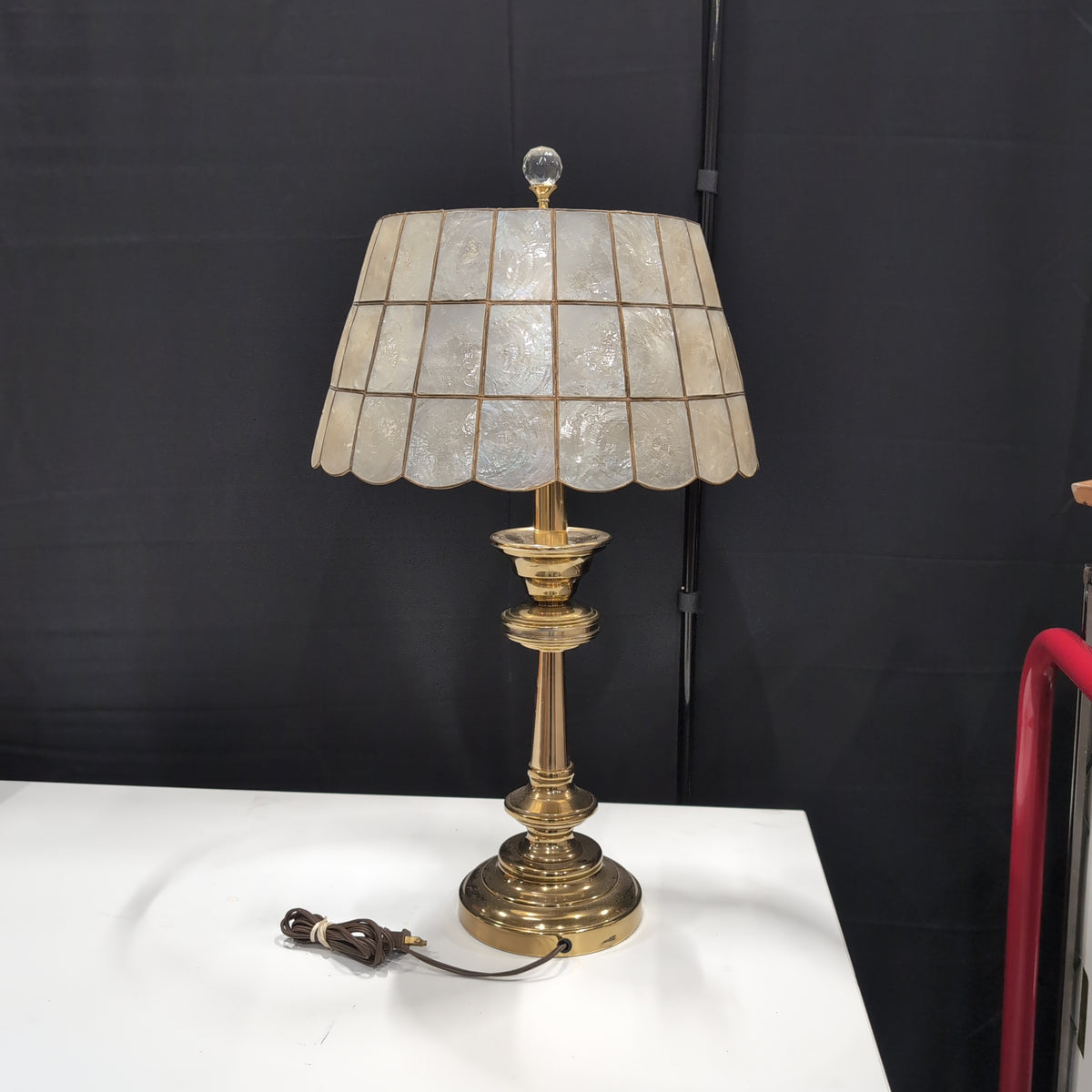 Brass Base Table Lamp with Capiz Shell Shade