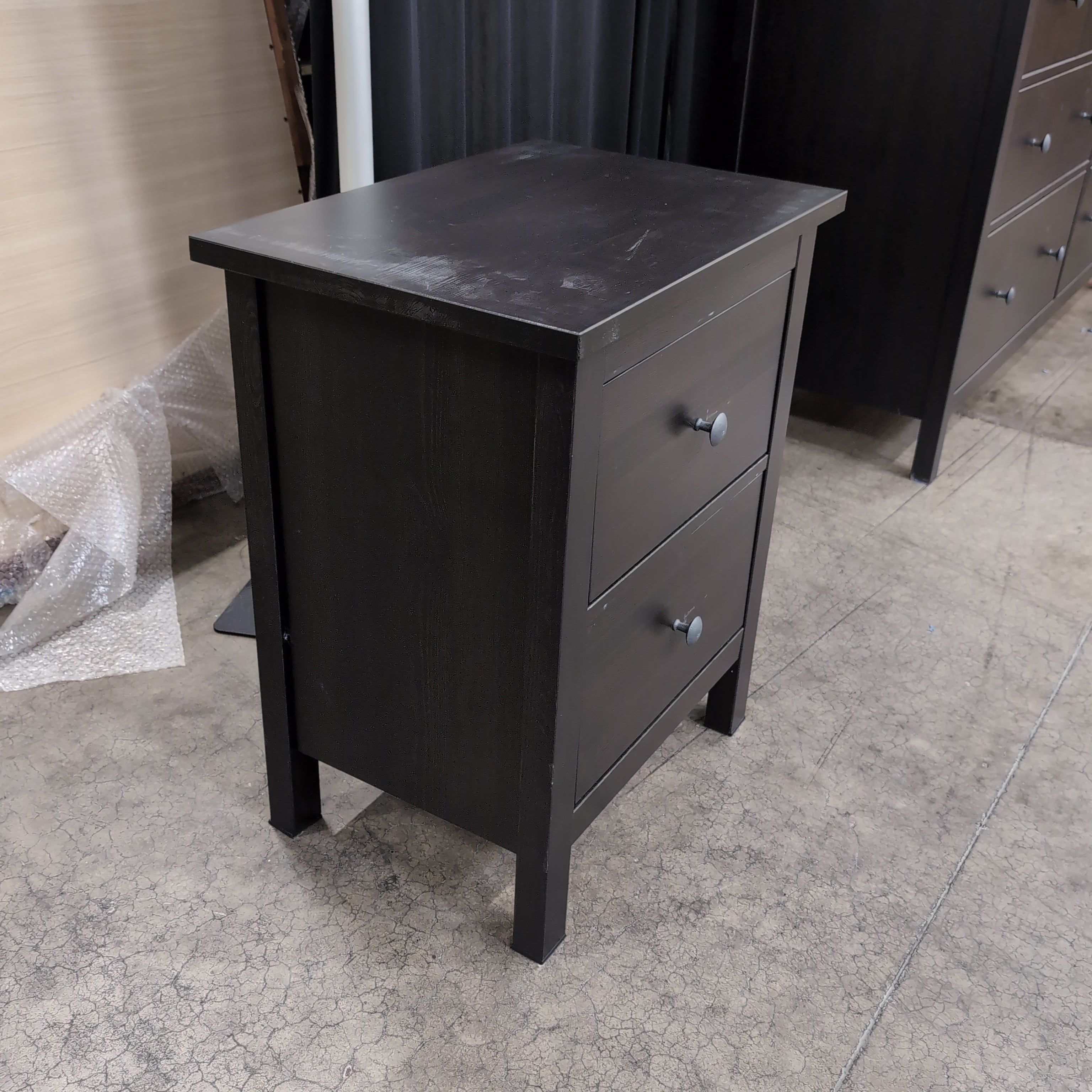 Espresso Wood Nightstand with Two Drawers