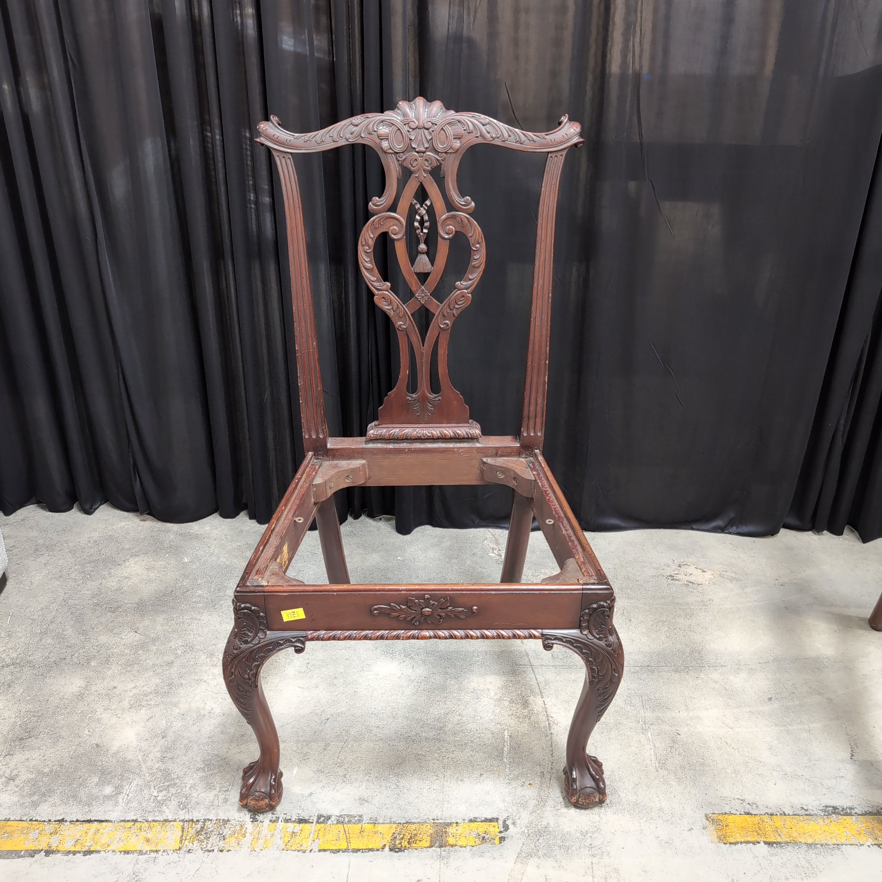 Chippendale Style Carved Wood Chair with Claw Feet