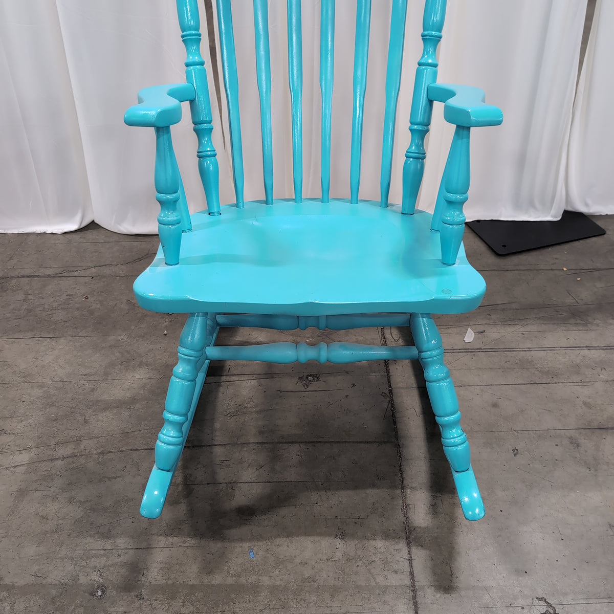 Bright Teal Spindle Back Rocking Chair in Wood