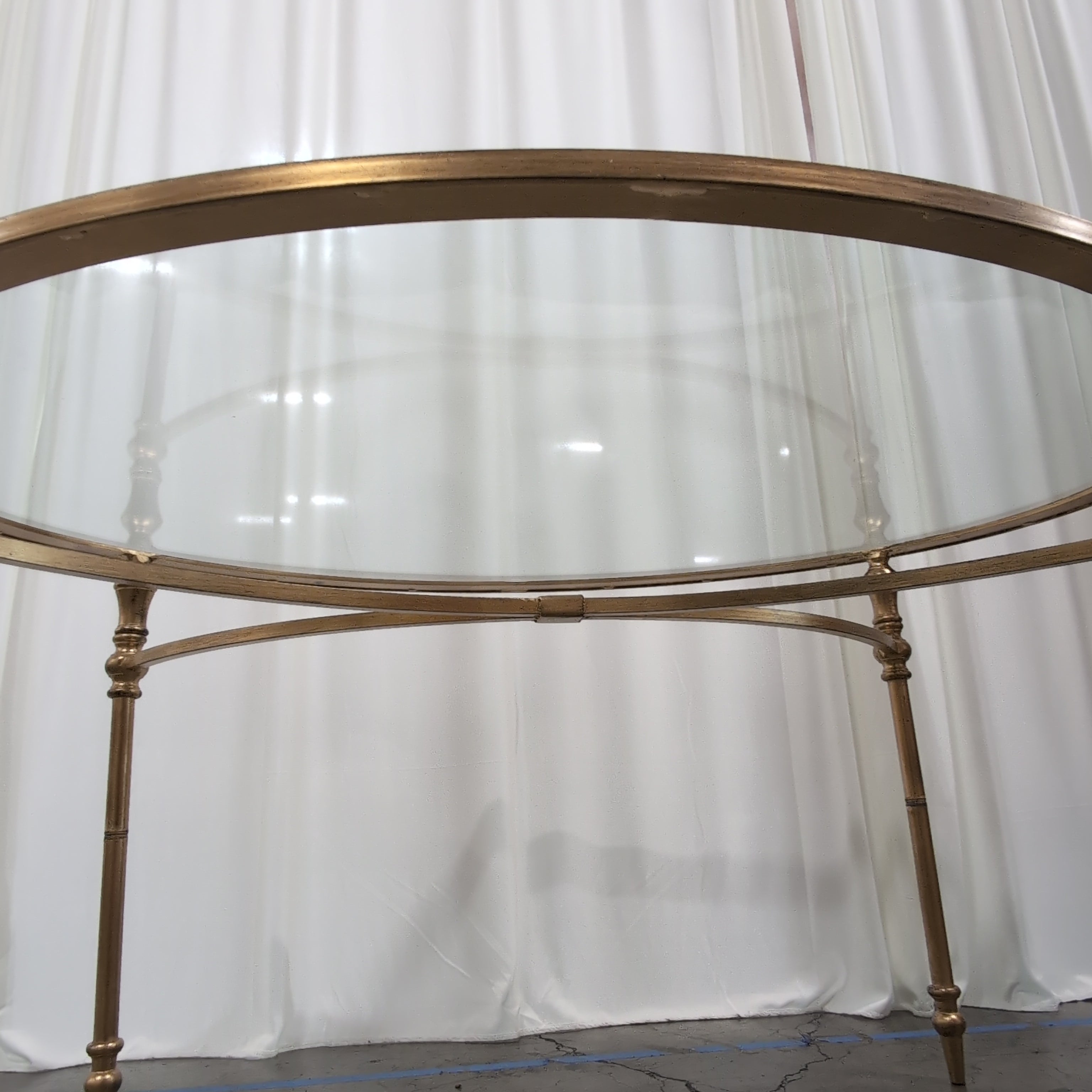Oval Glass Top Gold-Tone Metal Coffee Table