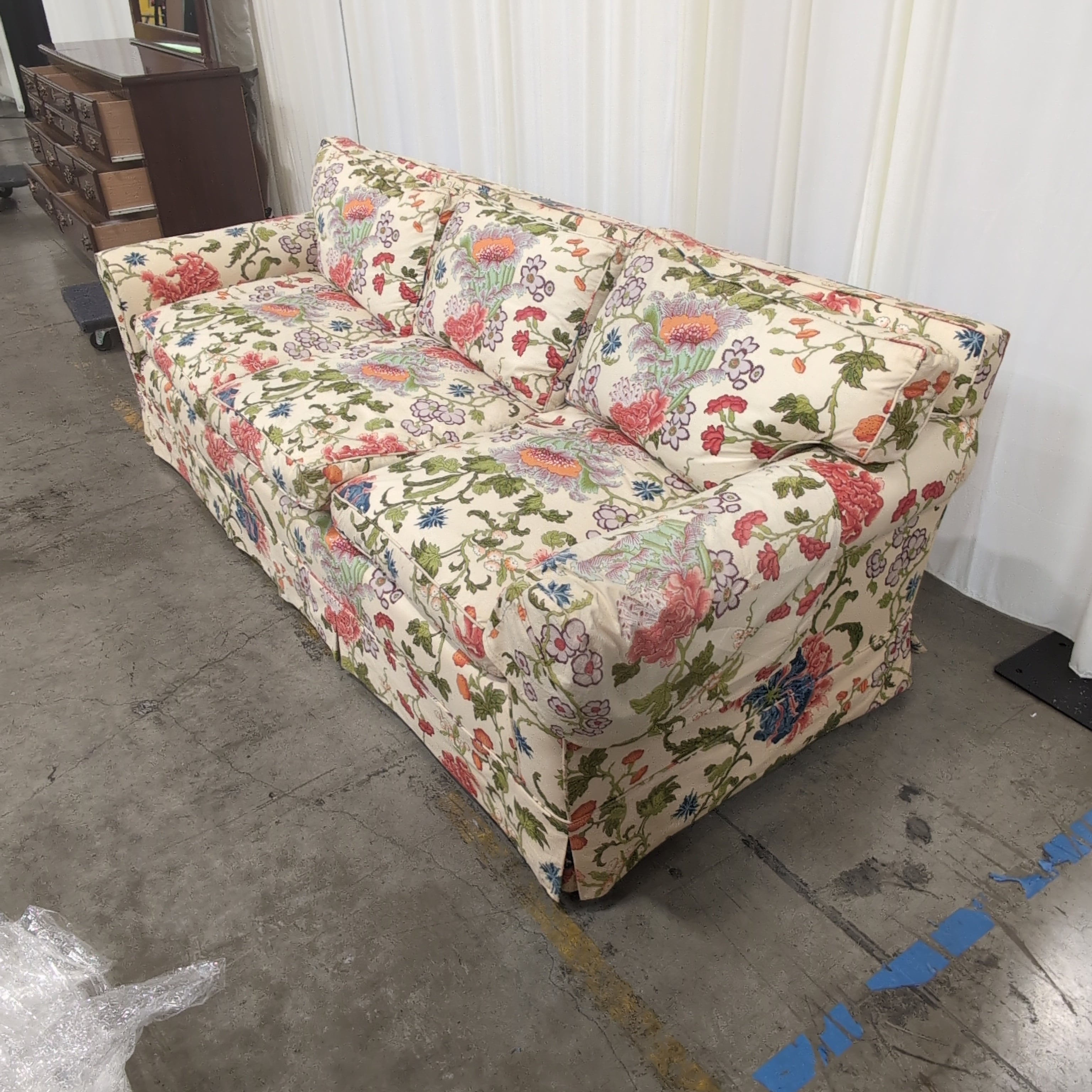 Chestnut Hill Collection Vibrant Floral Print Three-Cushion Couch