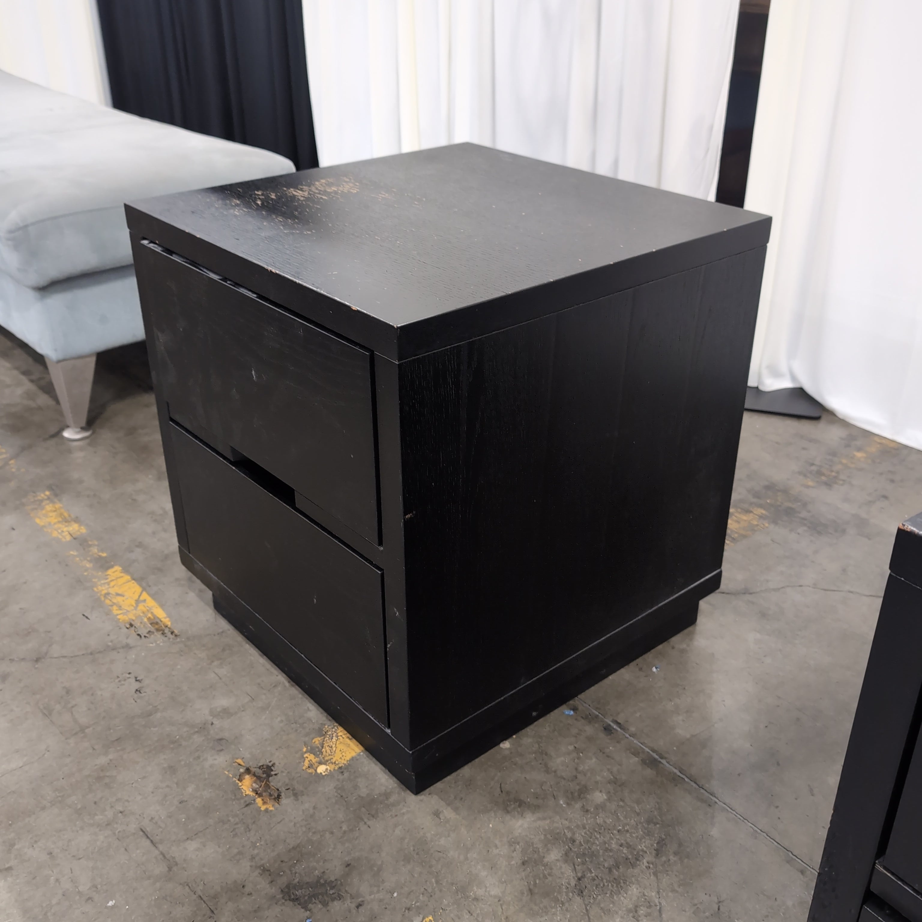 Simple Black Two-Drawer Nightstand