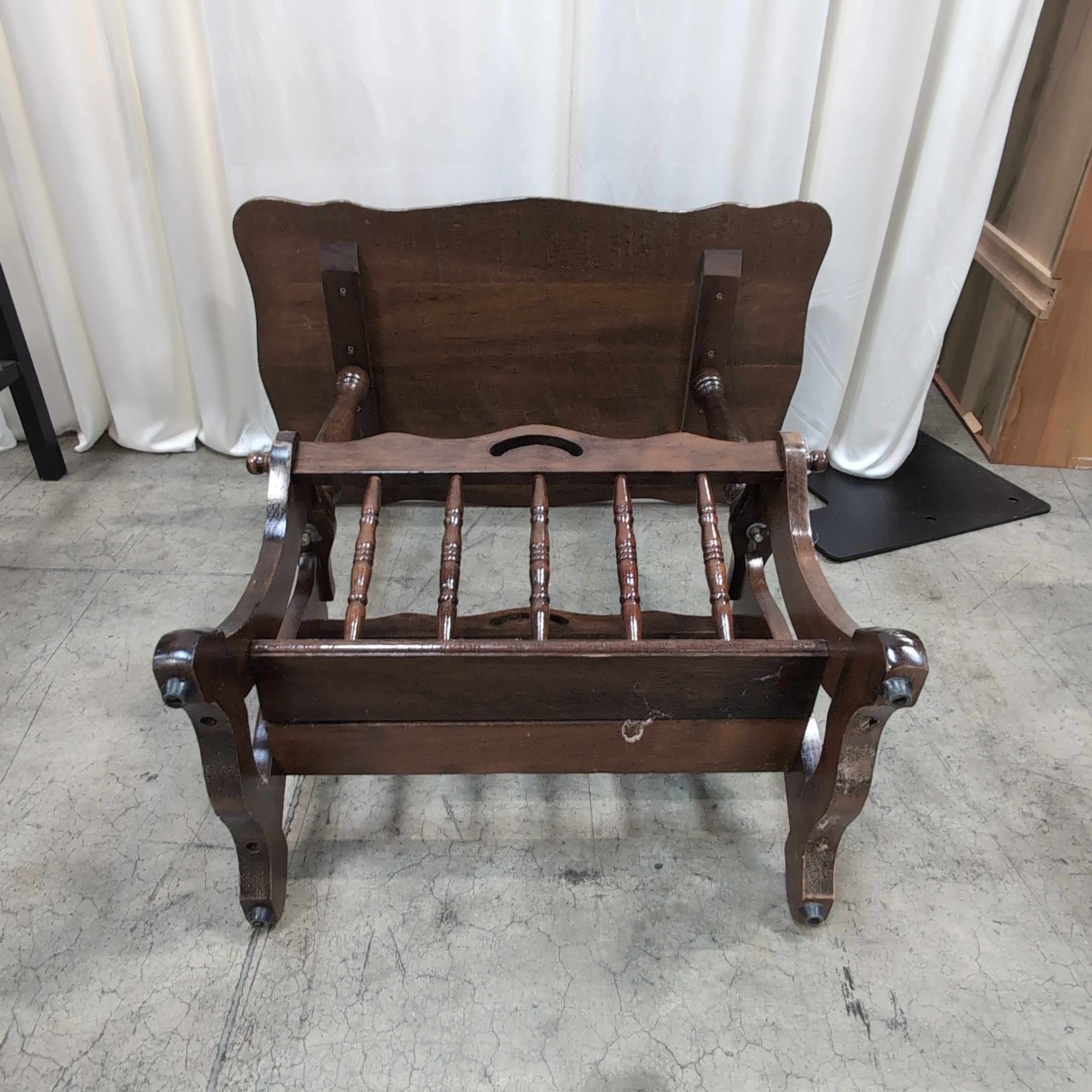 Traditional Brown Wood End Table with Shaped Top