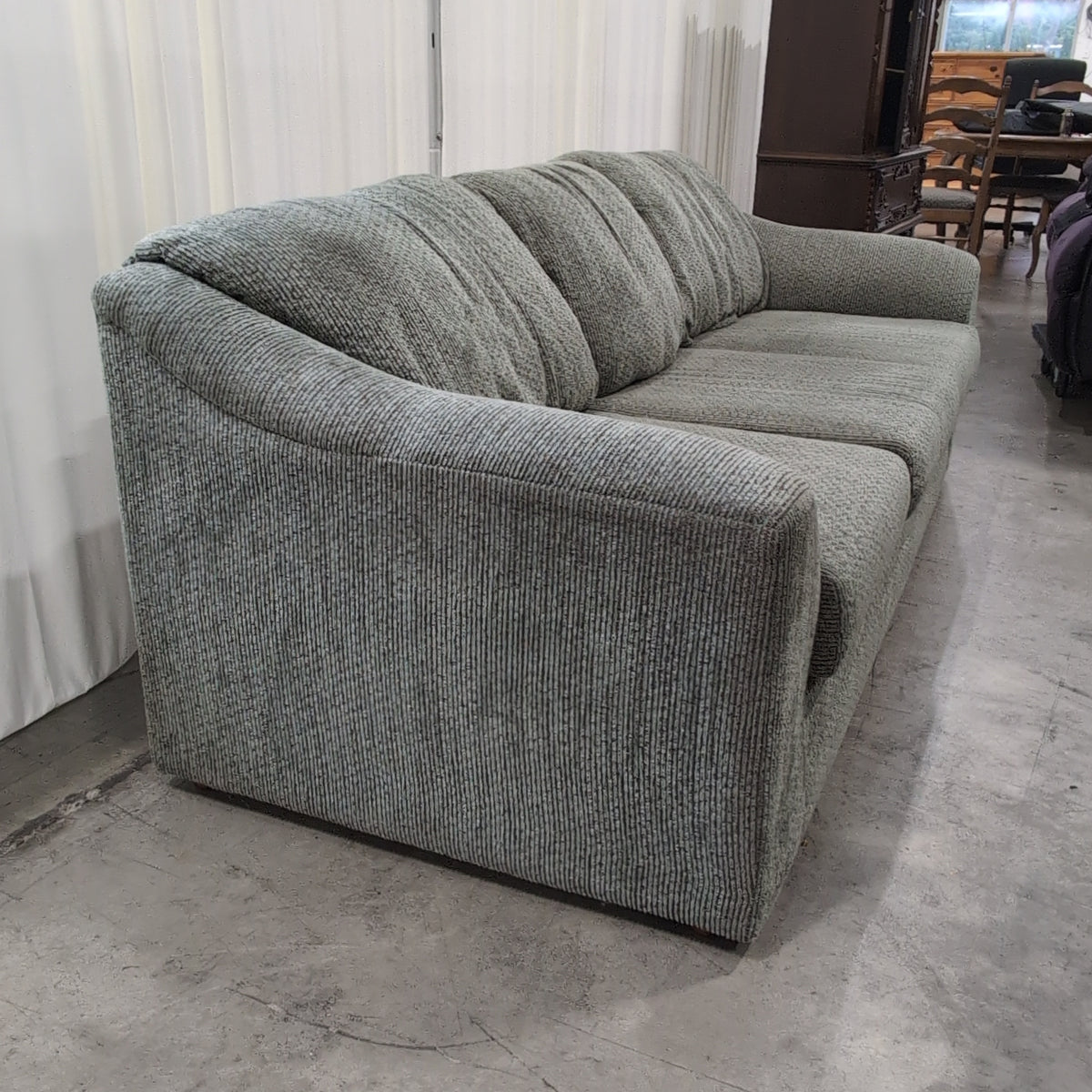 Textured Gray Green Three-Cushion Couch