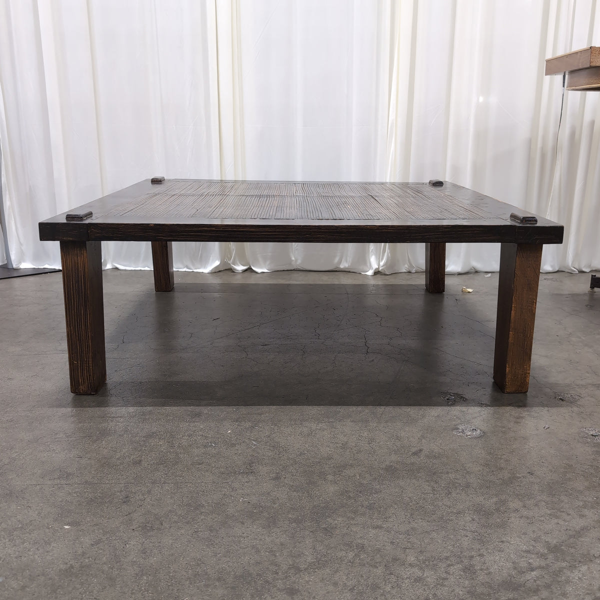 Dark Stained Hardwood Plank Dining Table