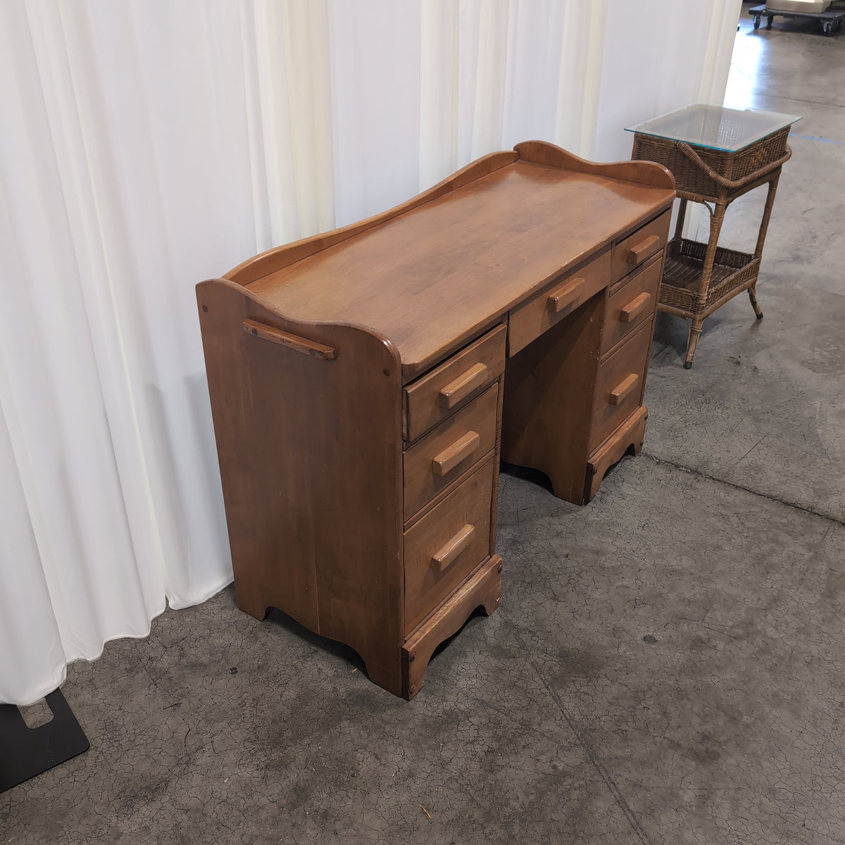 Light Brown Wood TV Stand with Four Drawers