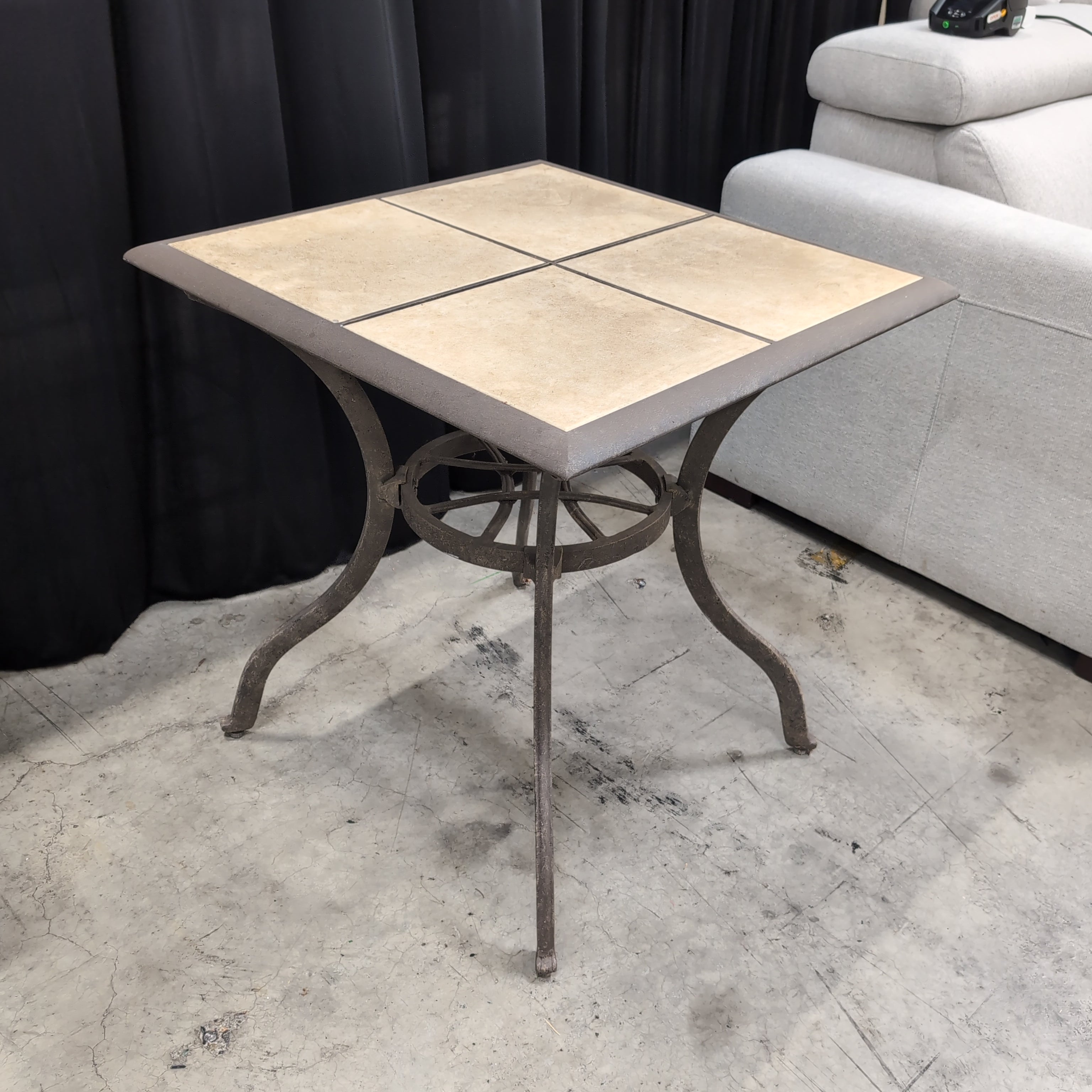 Square Tile Top Outdoor Table with Metal Base