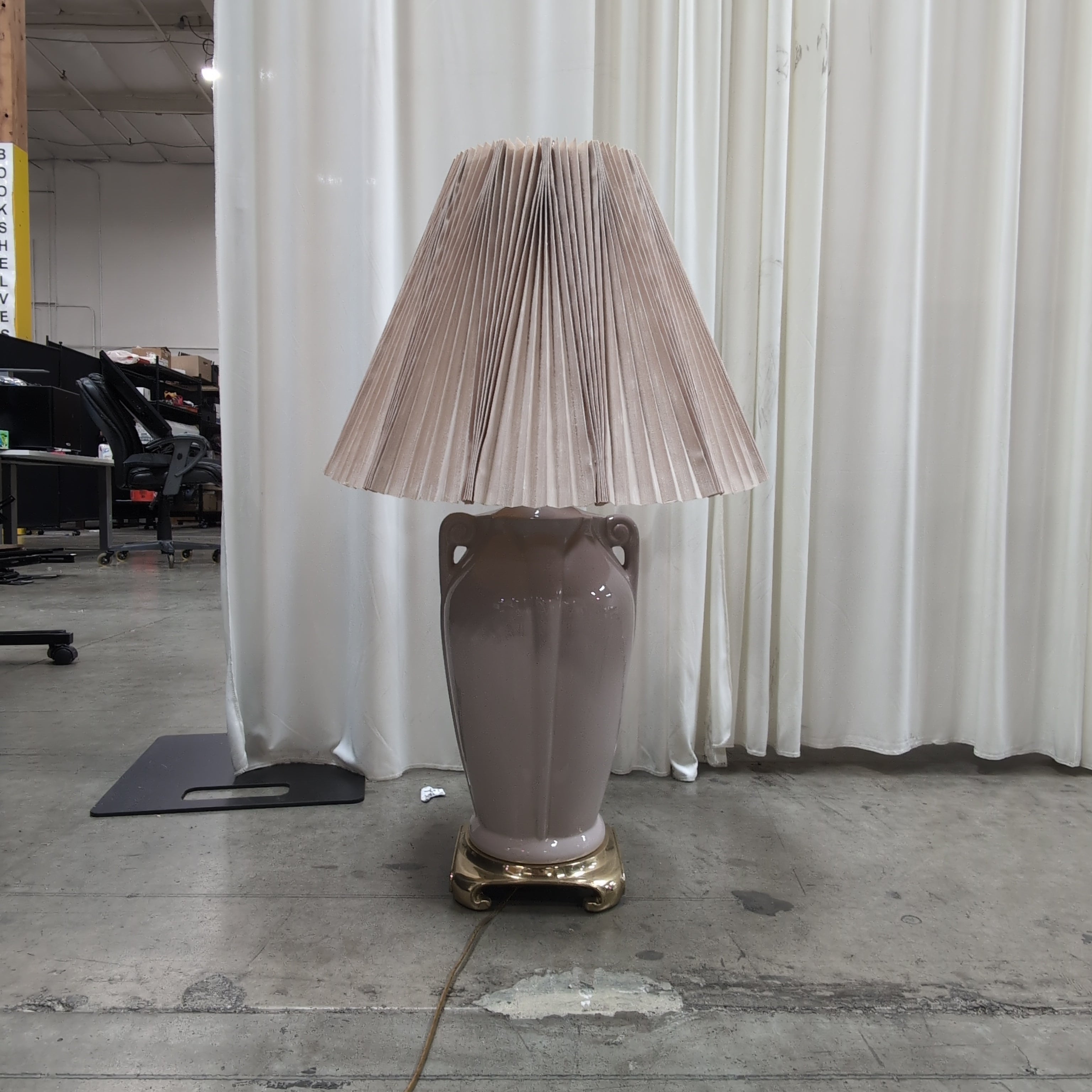 Lavender Ceramic Table Lamp with Pleated Shade