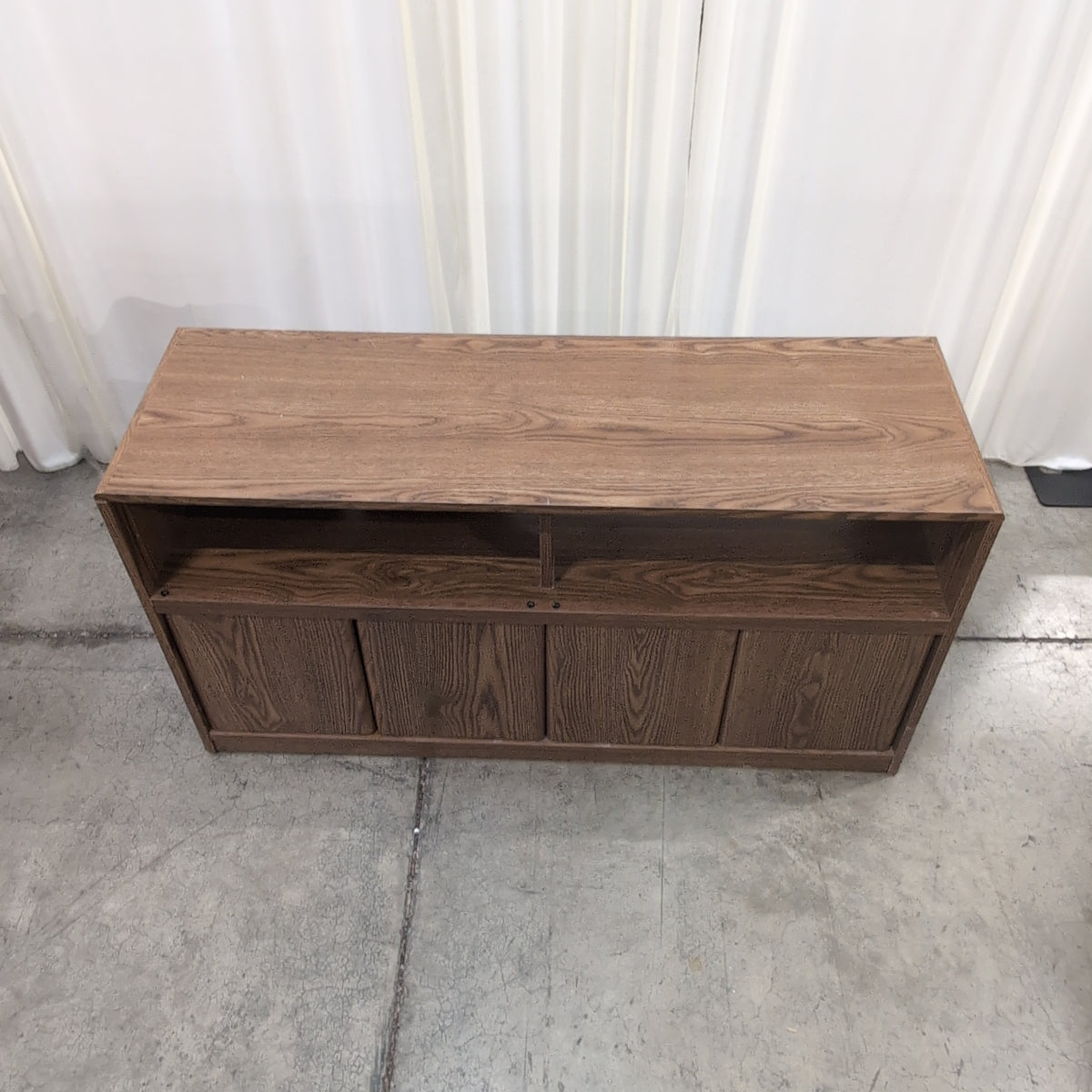 Dark Brown Wood TV Stand with Cabinet Storage