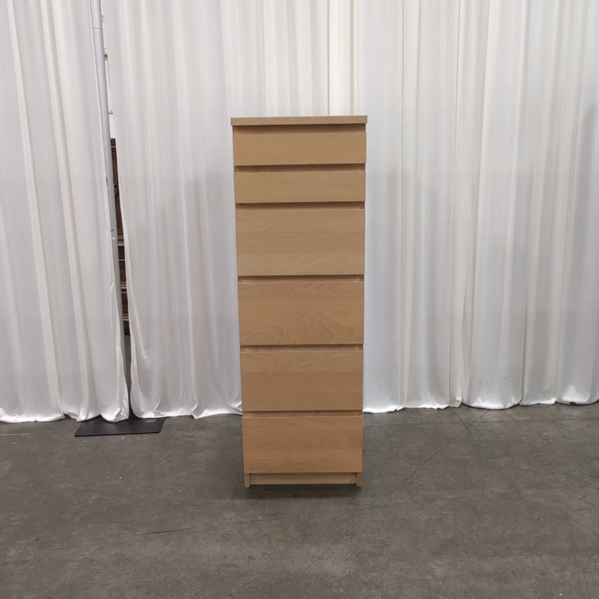 Tall Light Wood Six-Drawer Dresser