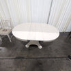White Painted Wood Pedestal Dining Table with Leaves
