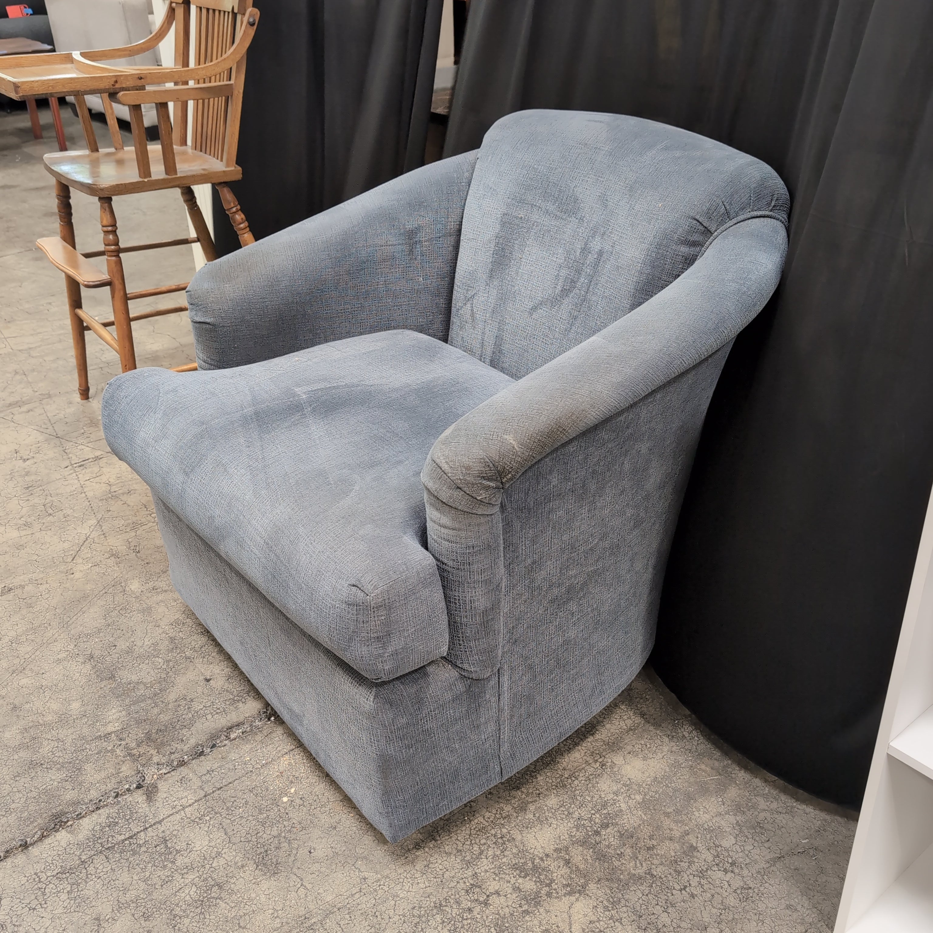 Grey Upholstered Barrel Back Accent Chair